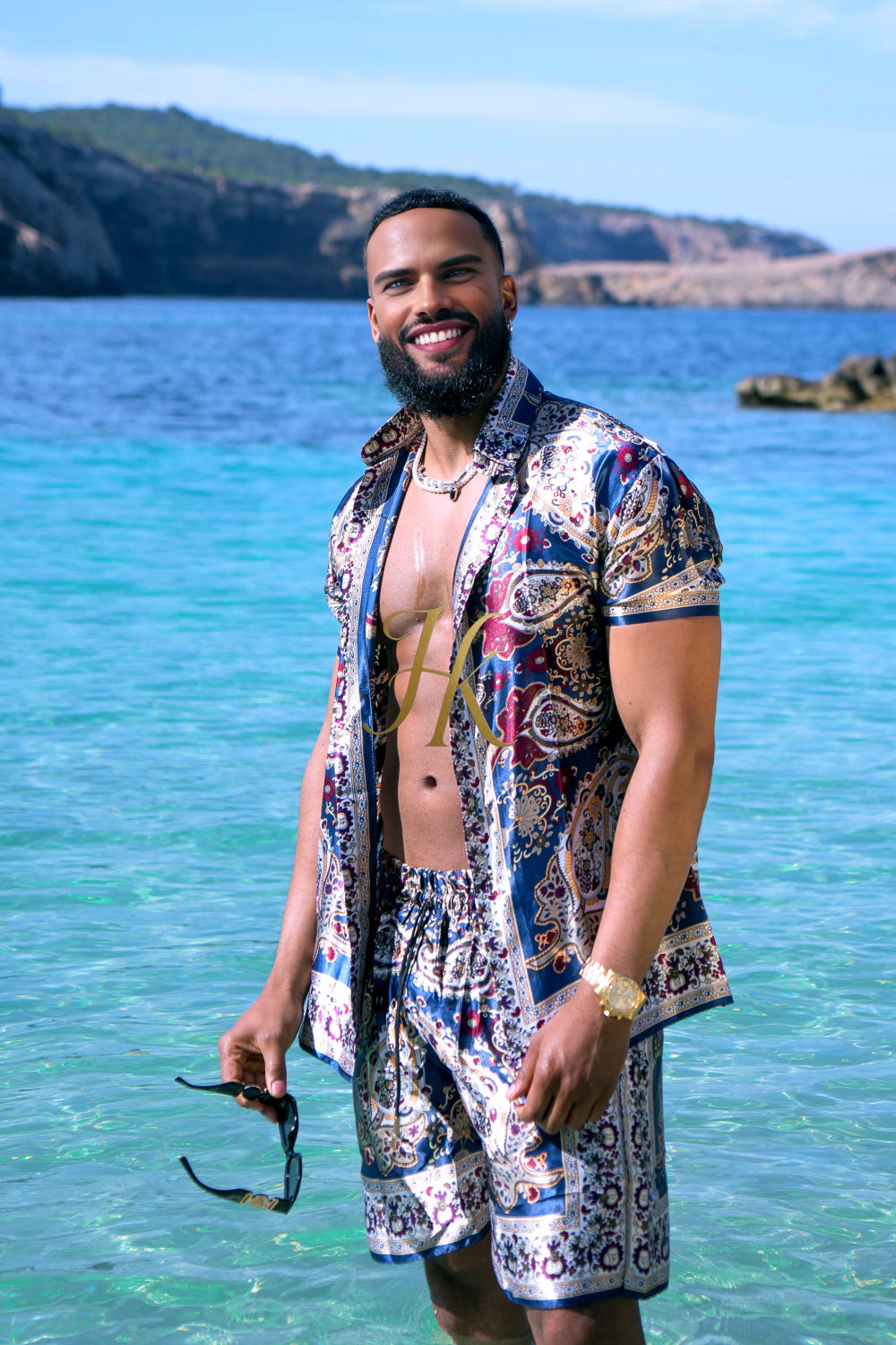 Men’s Luxury Silk Set – 100% Pure Mulberry Silk Shirt & Shorts | Limited Edition Outfit - kayibstrore