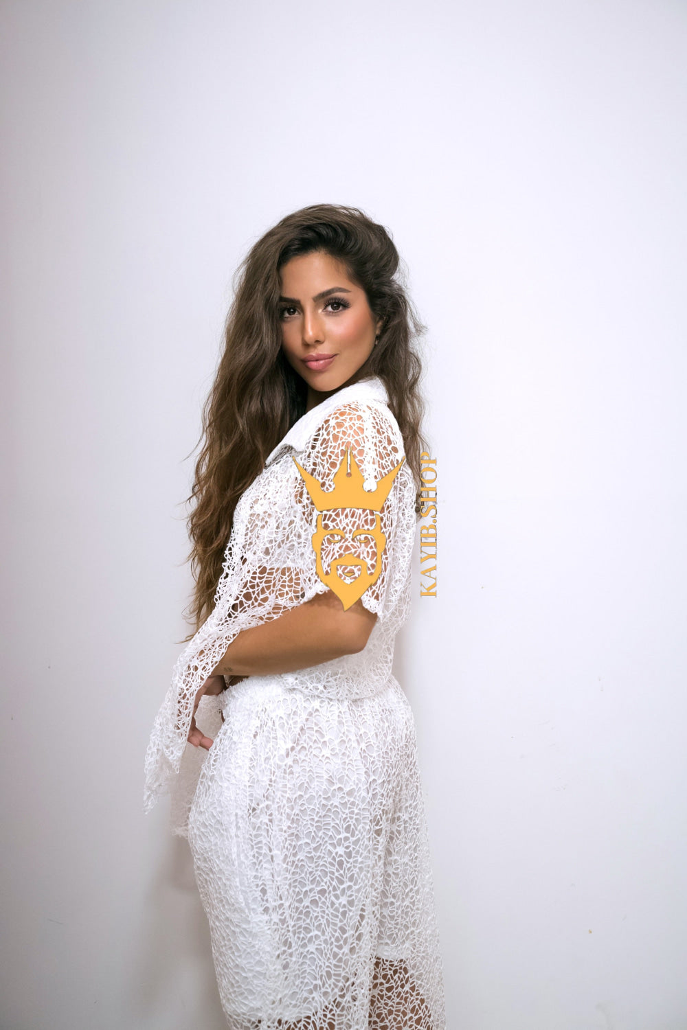 Celestial Lace Elegance Set – Women's Two-Piece (Shirt & Pants) - kayibstrore