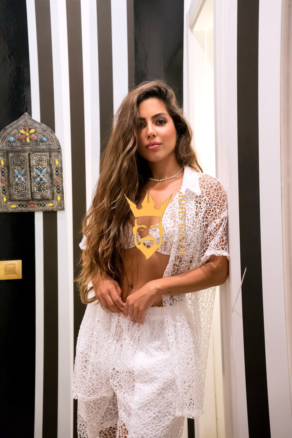 Celestial Lace Elegance Set – Women's Two-Piece (Shirt & Pants) - kayibstrore