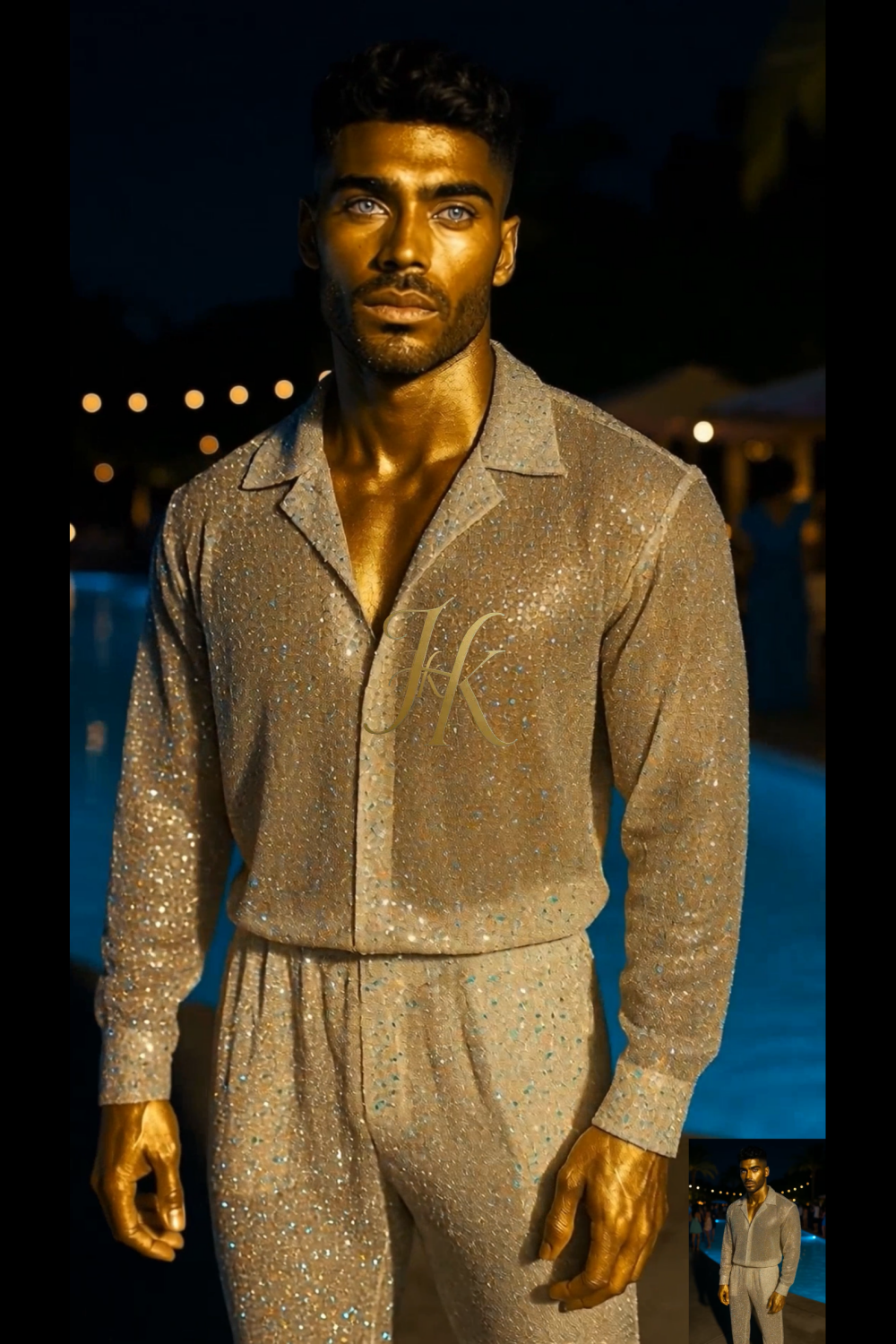 Men’s Premium Embroidered Lace Set – Handmade Beaded Net Fabric with Sequins