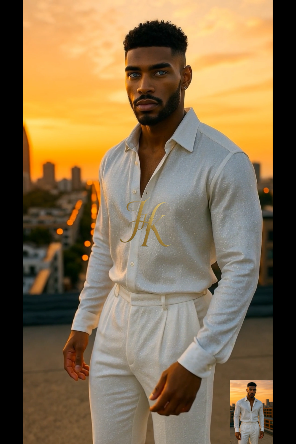 Men’s Luxury Silver Glitter Set – Hot Stamped Diamond Net Fabric Shirt & Pants