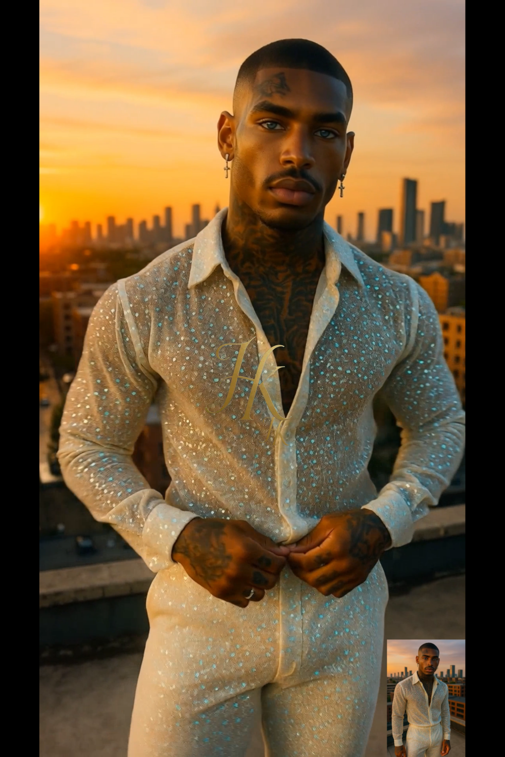 Men’s Luxury Embroidered Lace Set – Handmade Beaded Net Fabric with Sequins