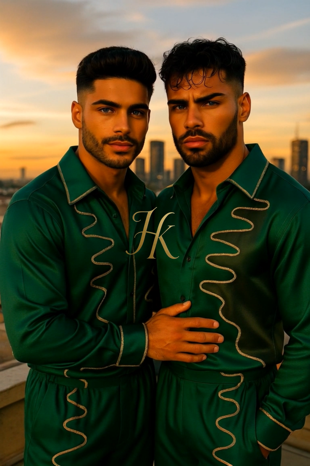 Conjunto de vestido de seda de lujo para hombre rojo