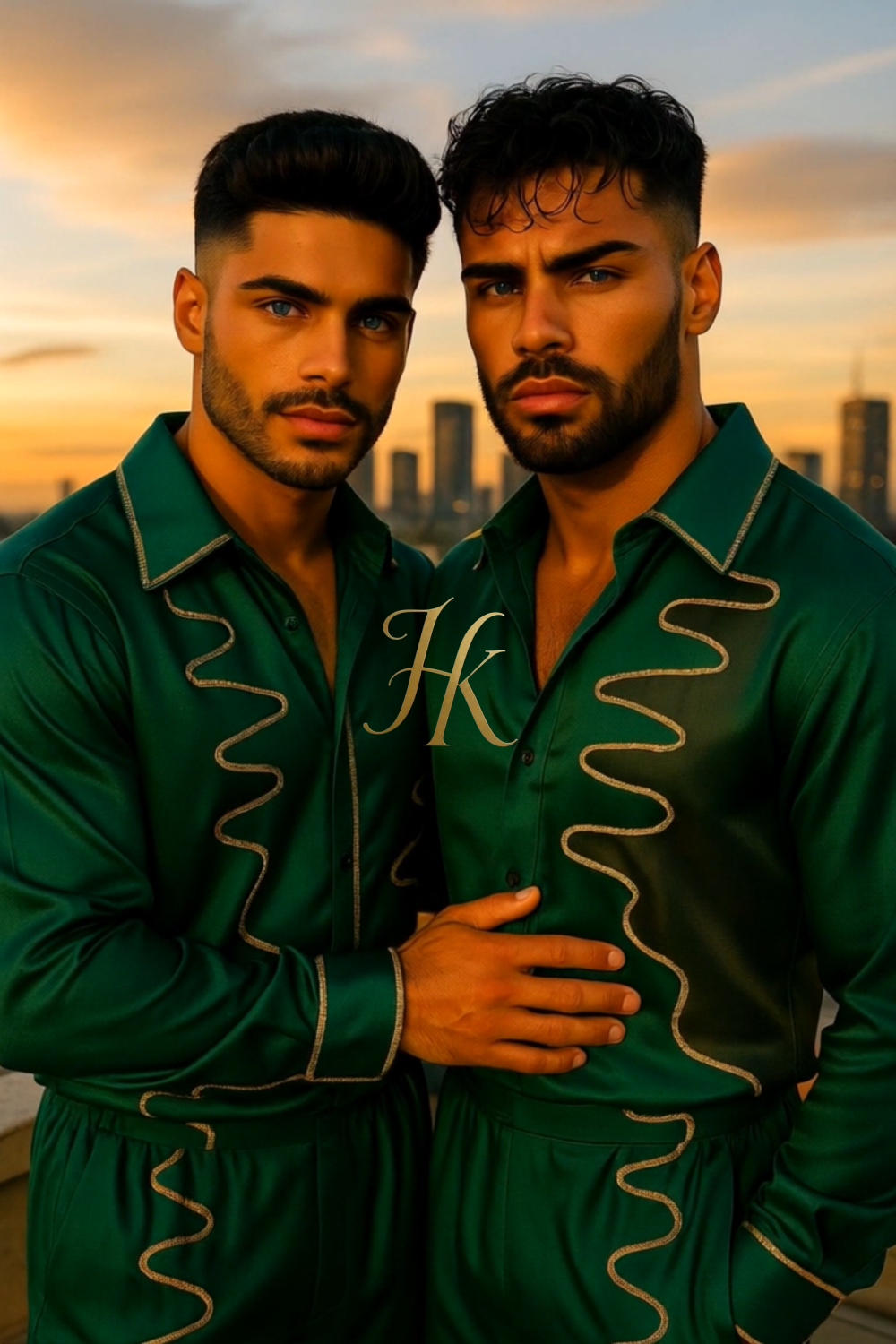 Conjunto de vestido de seda de lujo para hombre rojo