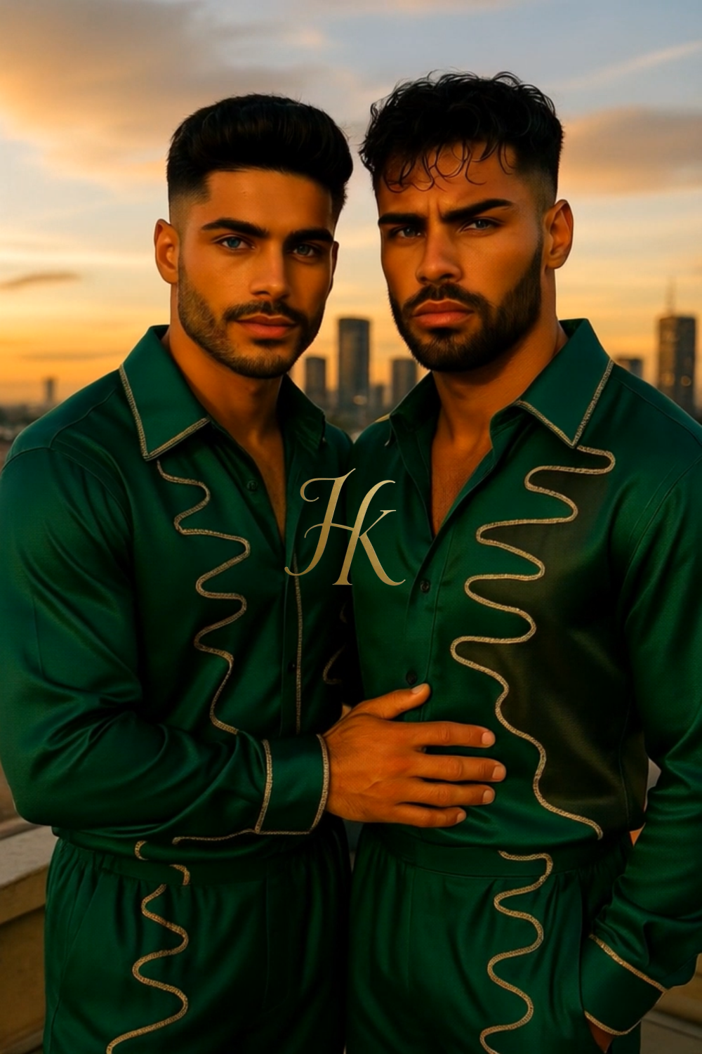 Conjunto de vestido de seda de lujo para hombre rojo