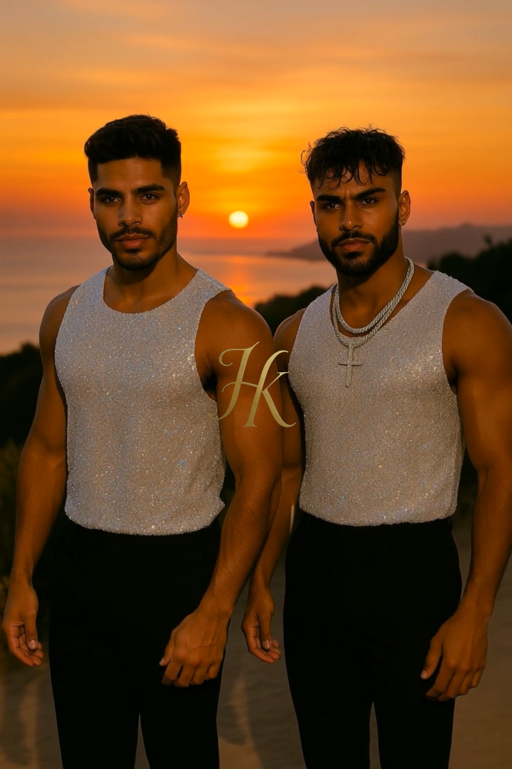 Men’s Luxury Silver Sequin Embroidered Top – Designer Tulle Gauze Fabric