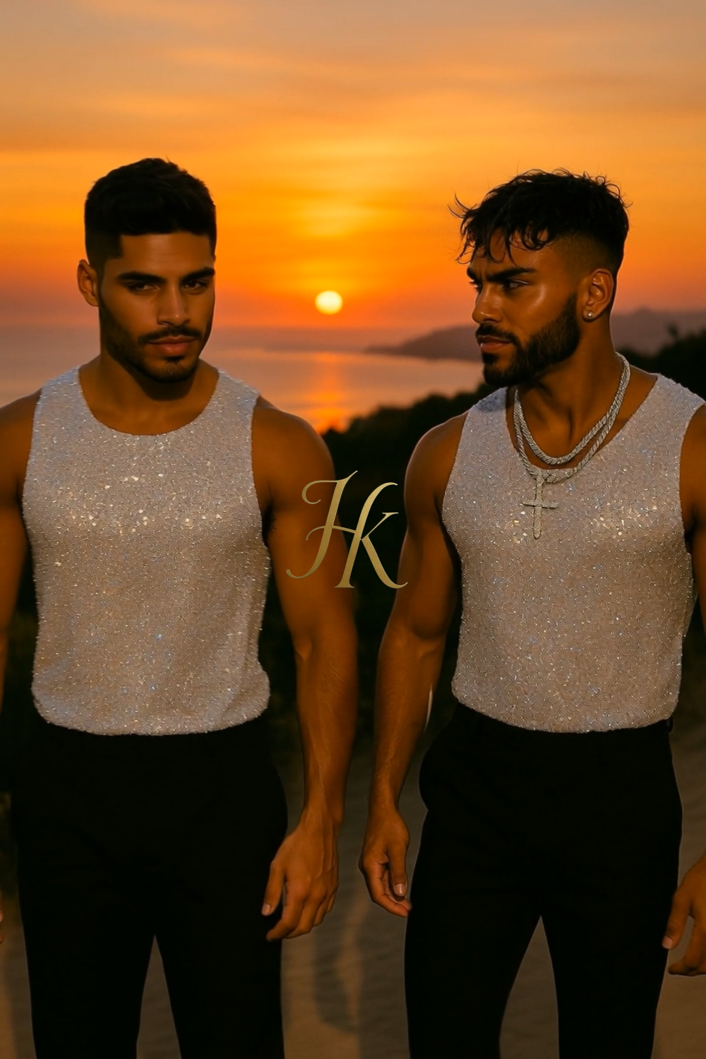 Men’s Luxury Silver Sequin Embroidered Top – Designer Tulle Gauze Fabric