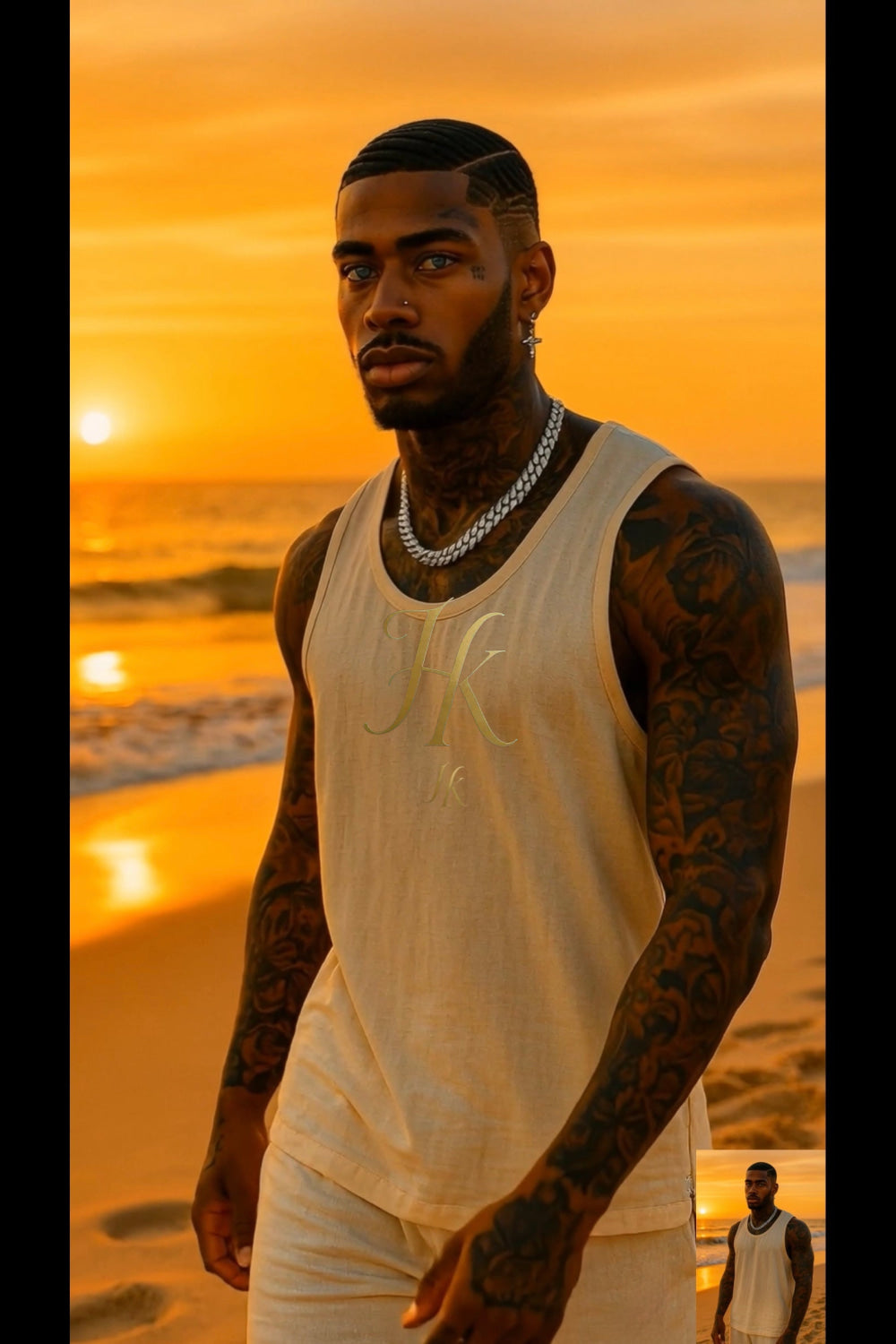 Men’s Linen Set – 2-Piece Tank Top & Pants
