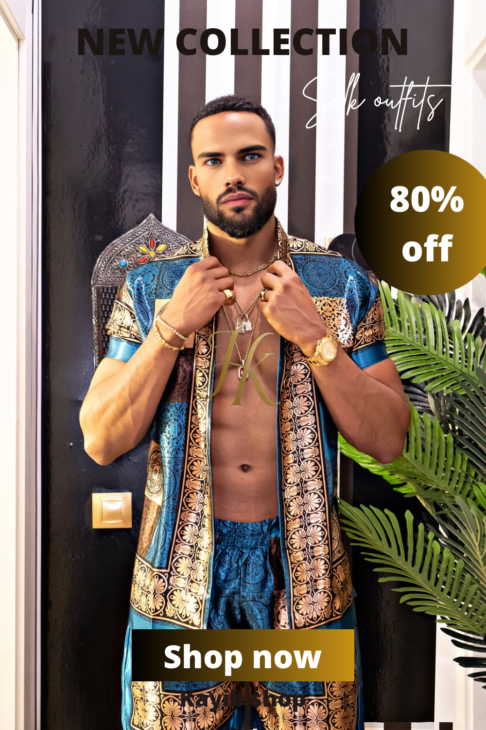 Luxury Boho Silk Shirt Set - Festival Outfit, Handmade Men's Fashion - kayibstrore