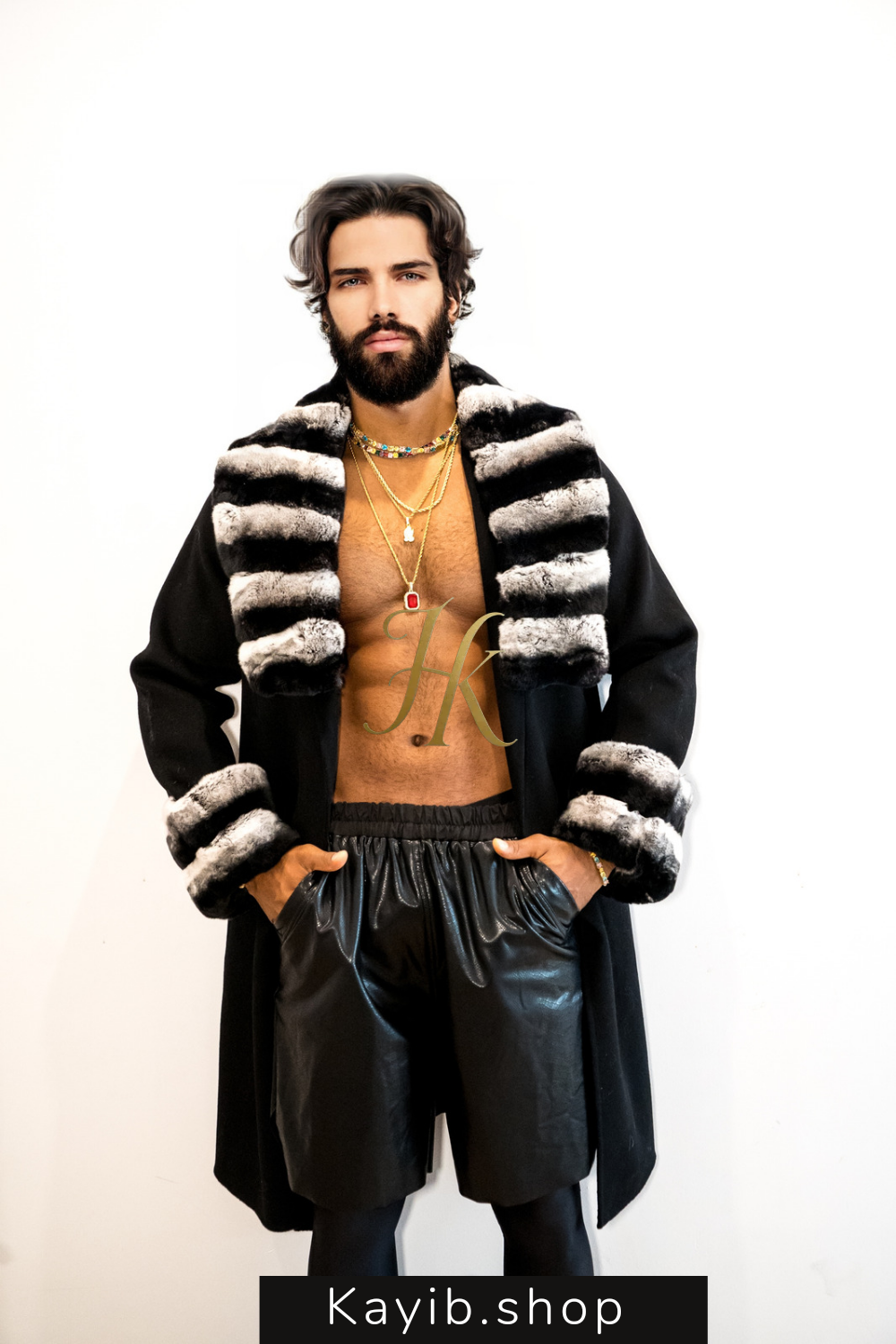 Winter Luxury Handmade Premium Cashmere & wool Real Fur Coats with Rex Rabbit Fur Colllar - kayibstrore