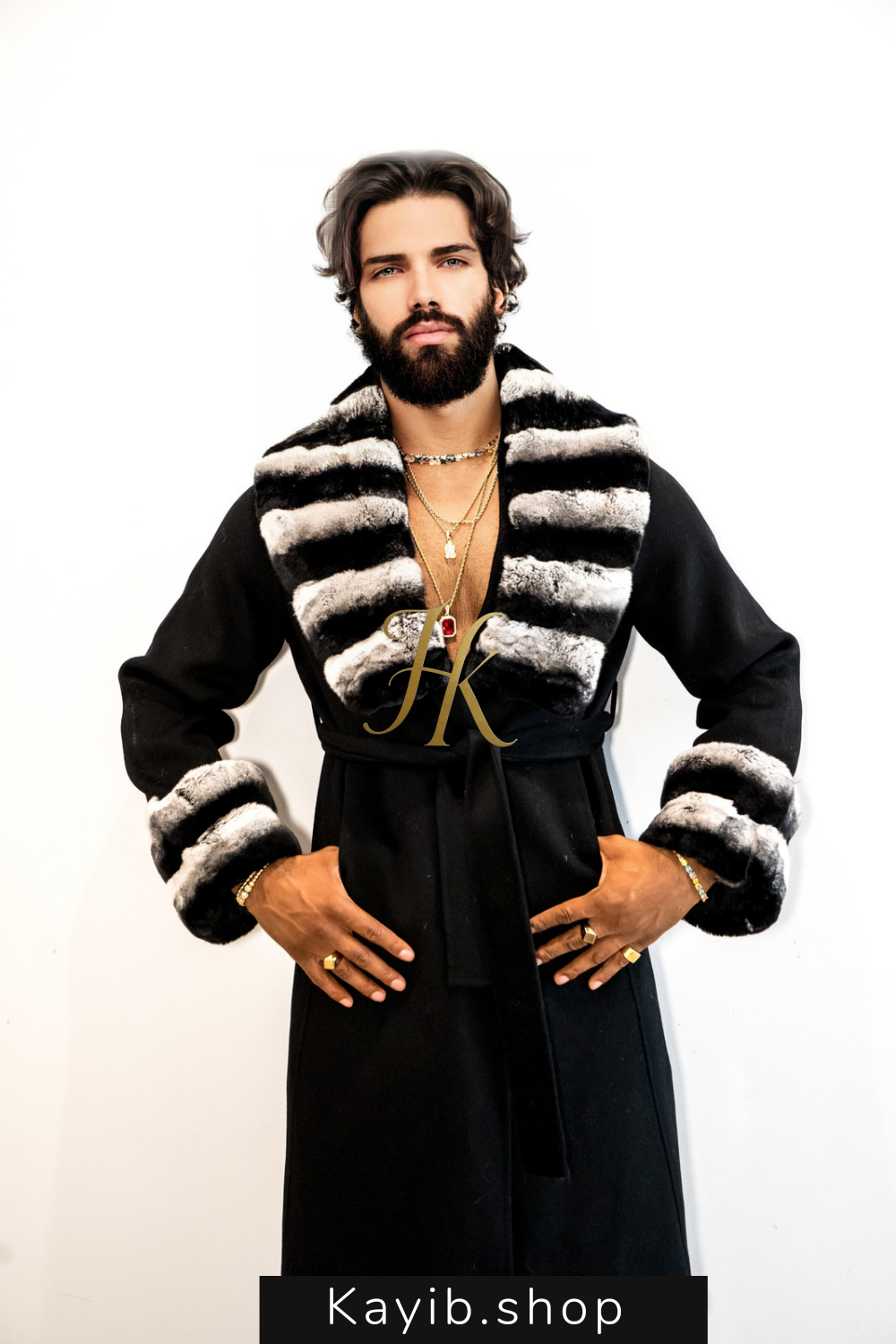 Winter Luxury Handmade Premium Cashmere & wool Real Fur Coats with Rex Rabbit Fur Colllar - kayibstrore