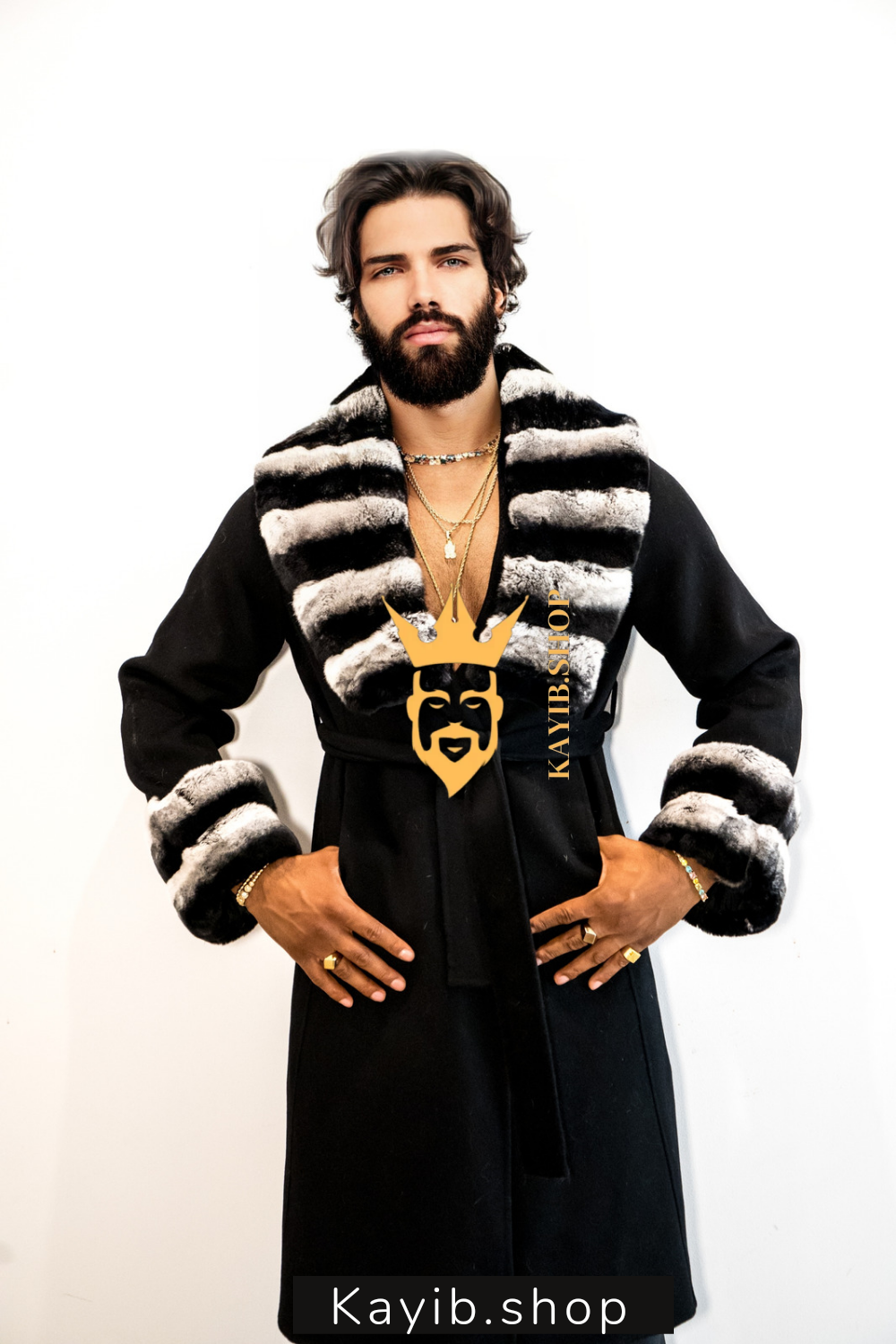 Winter Luxury Handmade Premium Cashmere & wool Real Fur Coats with Rex Rabbit Fur Colllar - kayibstrore