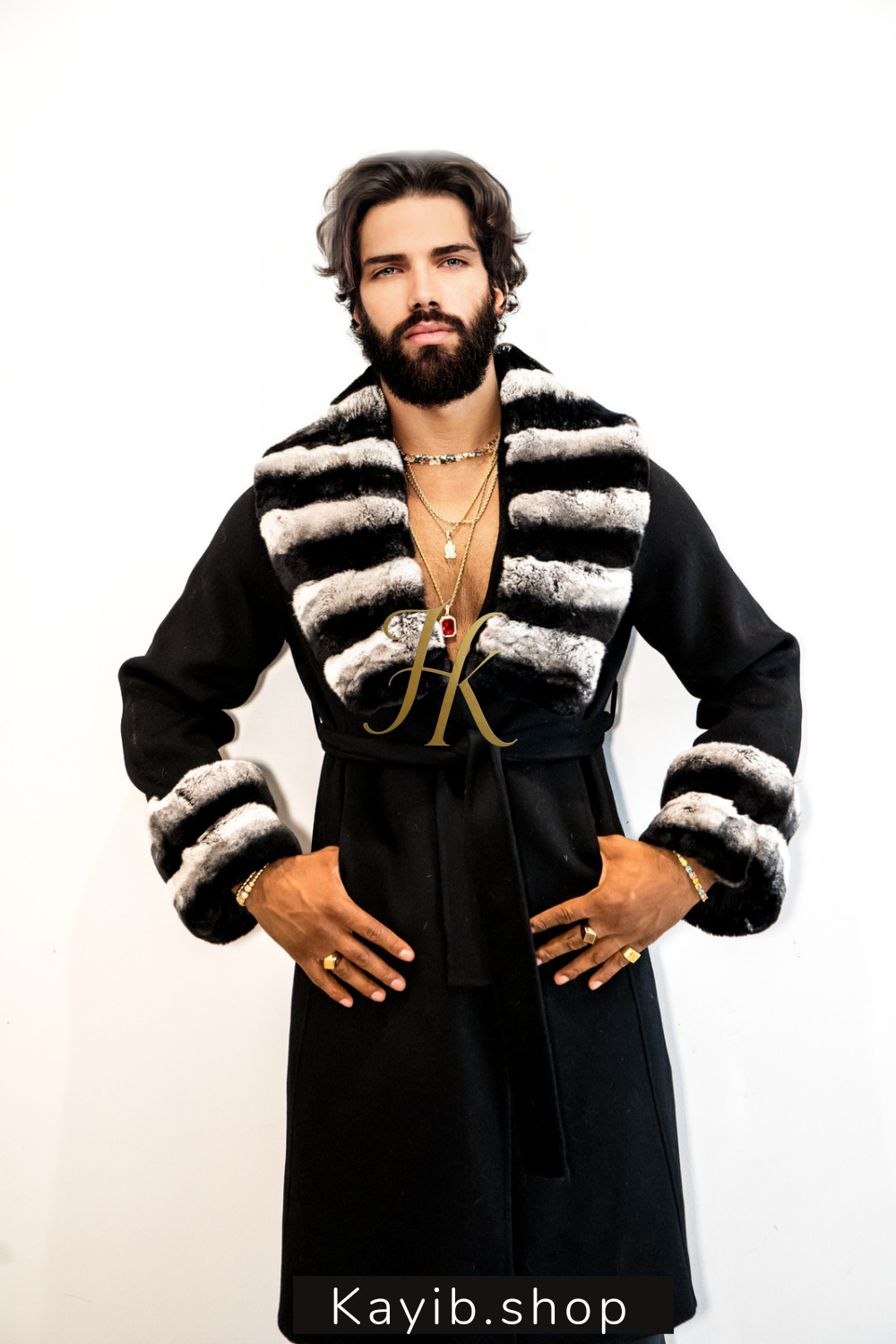Winter Luxury Handmade Premium Cashmere & wool Real Fur Coats with Rex Rabbit Fur Colllar - kayibstrore