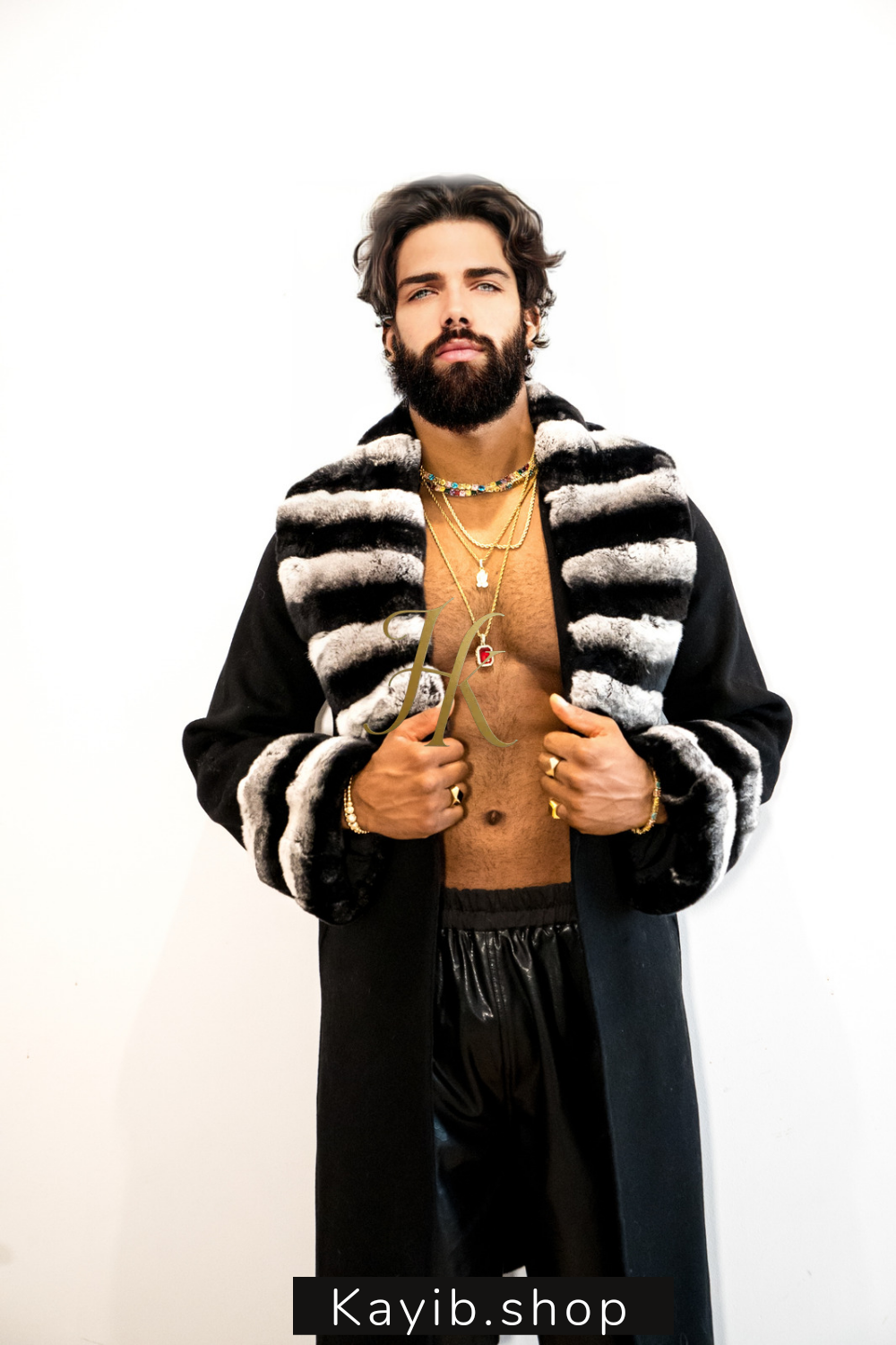 Winter Luxury Handmade Premium Cashmere & wool Real Fur Coats with Rex Rabbit Fur Colllar - kayibstrore