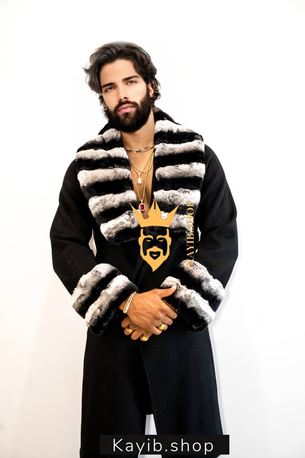 Winter Luxury Handmade Premium Cashmere & wool Real Fur Coats with Rex Rabbit Fur Colllar - kayibstrore
