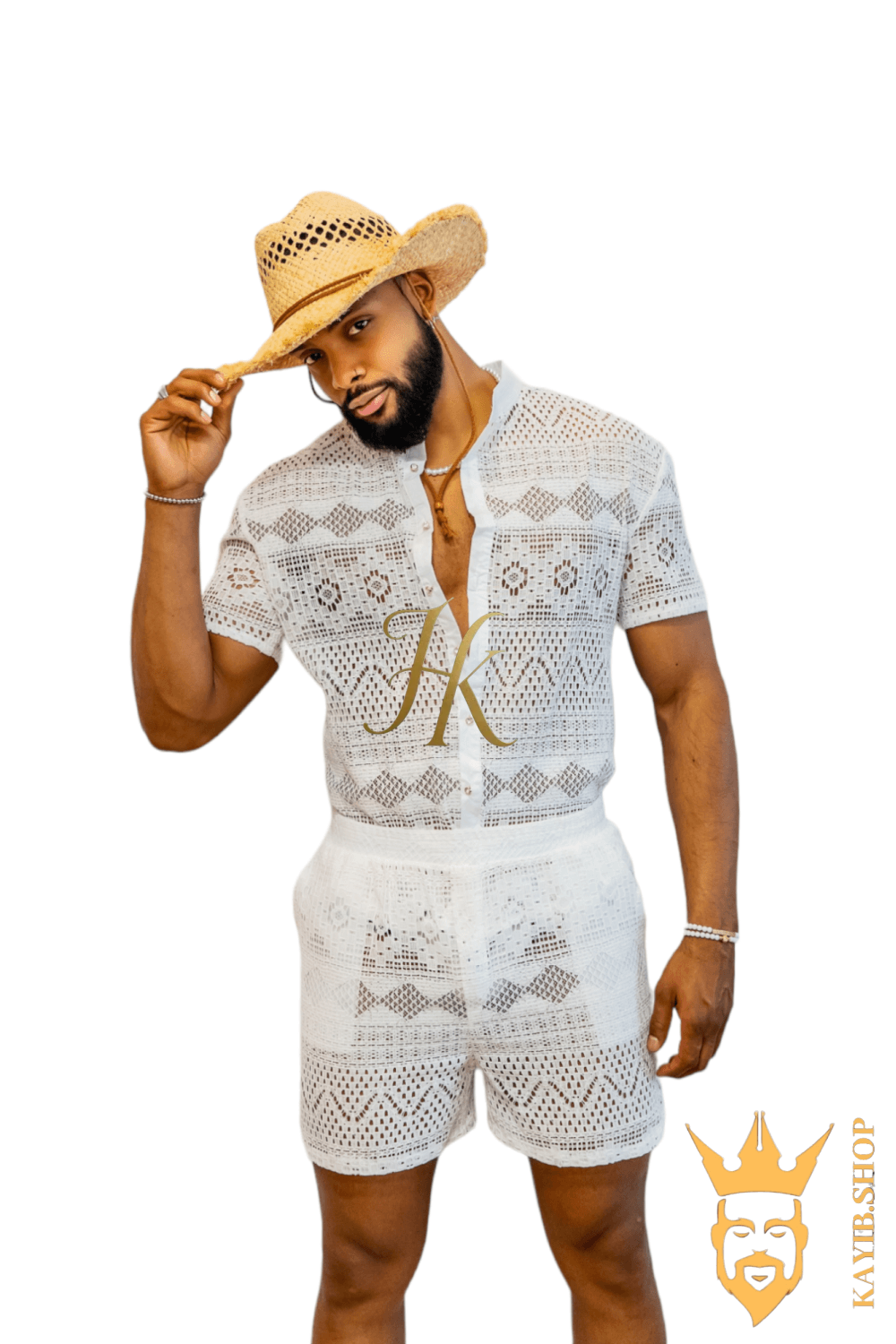 Luxurious Men's White Shirt and Shorts Set - Elevate Your Summer Style - Perfect for Any Occasion - kayibstrore