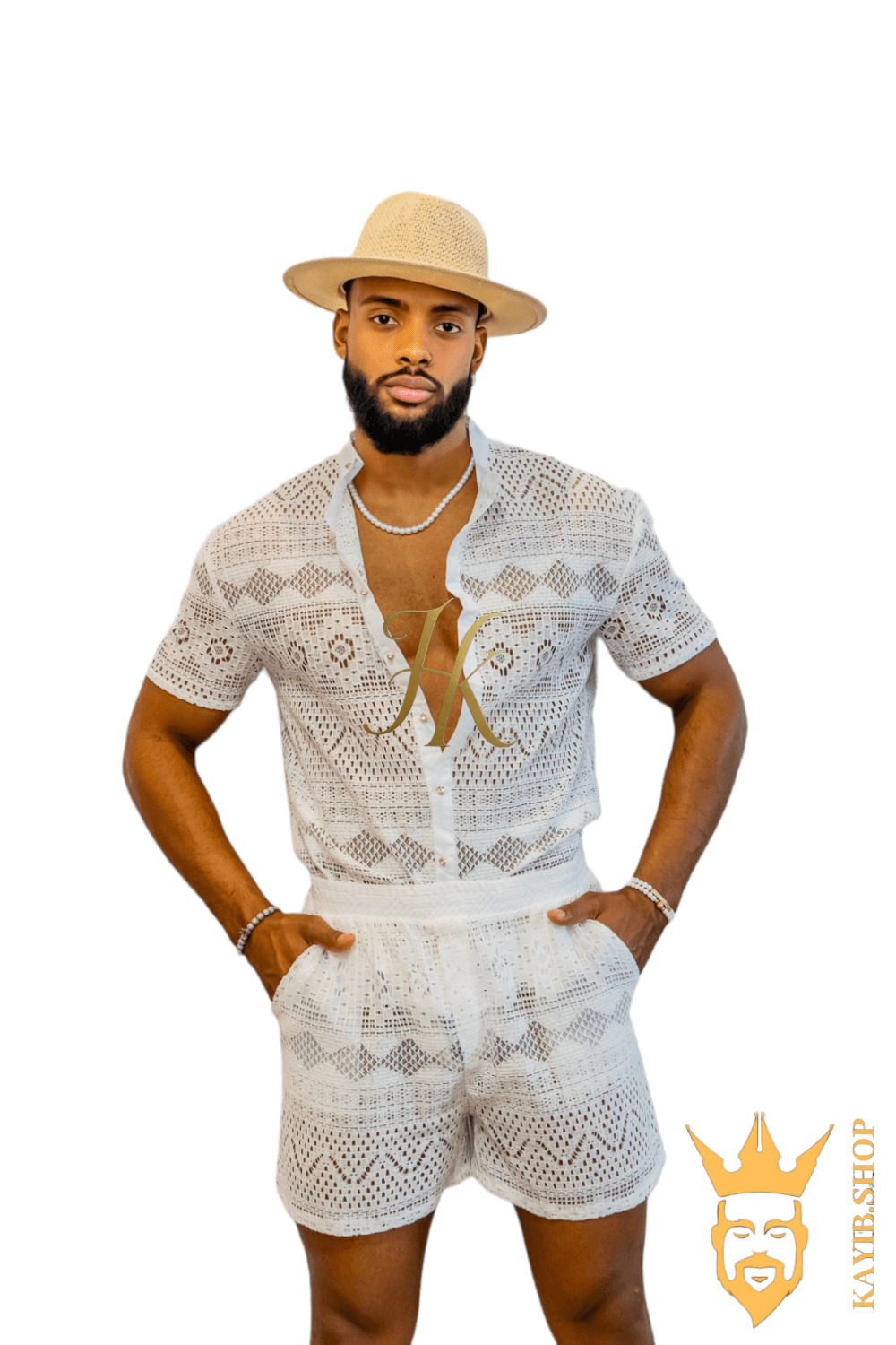 Luxurious Men's White Shirt and Shorts Set - Elevate Your Summer Style - Perfect for Any Occasion - kayibstrore