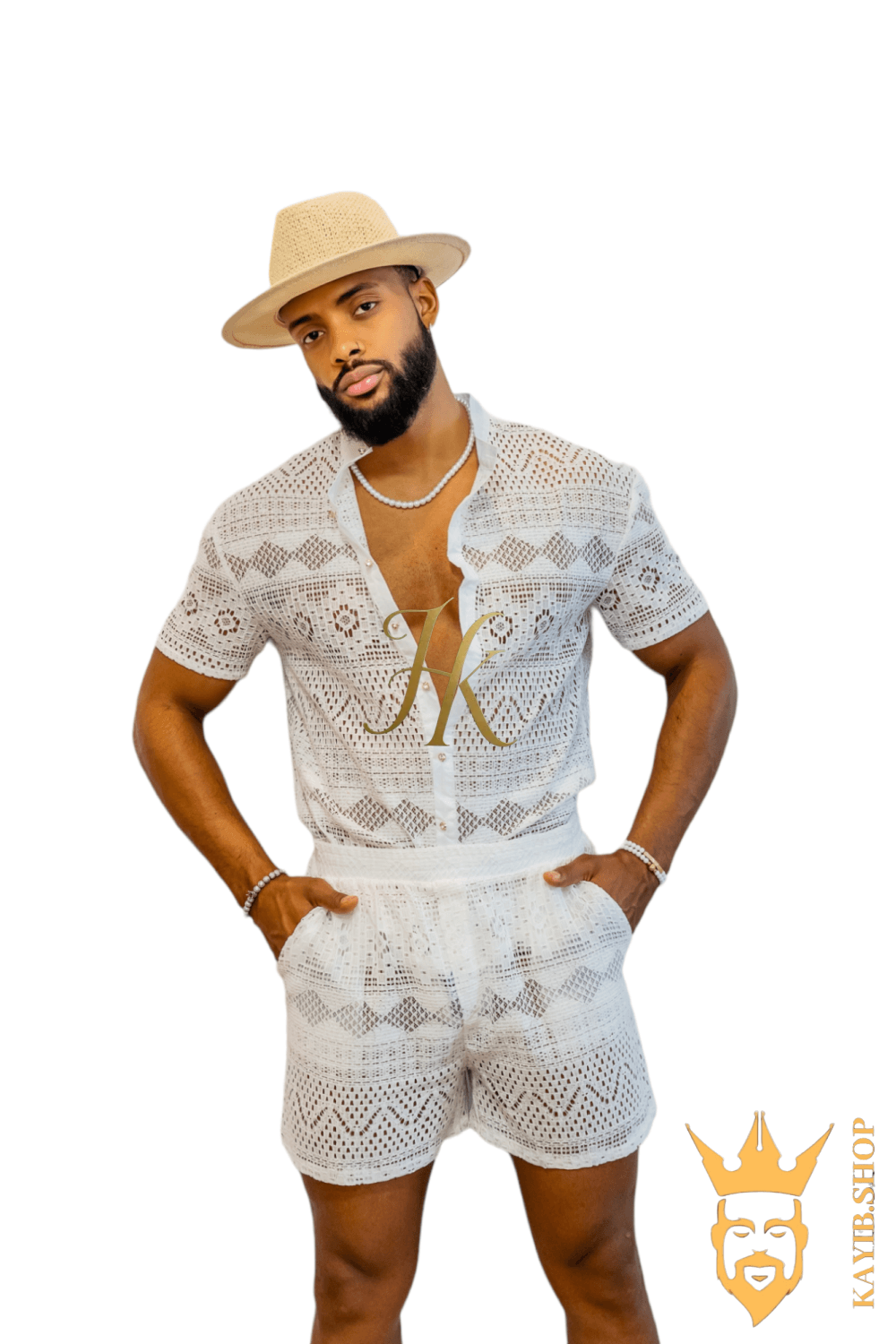 Luxurious Men's White Shirt and Shorts Set - Elevate Your Summer Style - Perfect for Any Occasion - kayibstrore