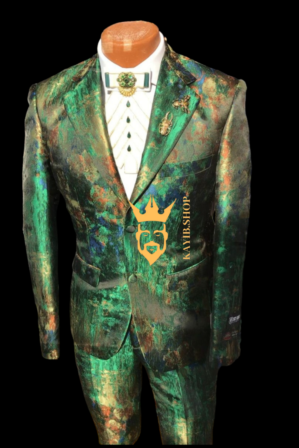 Mens Suit Premium 2 Pieces Rust / printed Mens Suit for Wedding, Engagement, Prom, Groom wear and Groomsmen Suits - kayibstrore