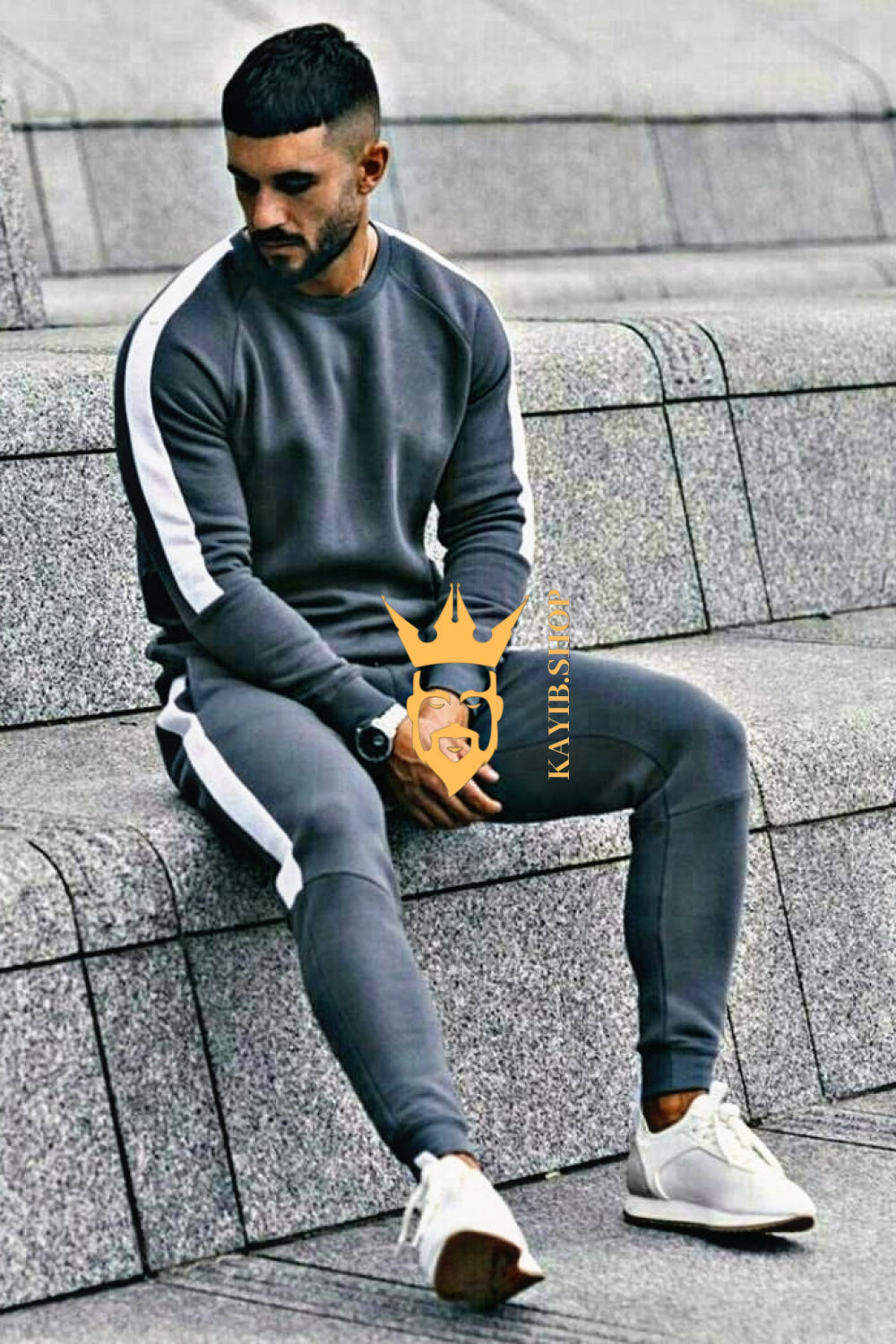 Mens Sweat Suit Basic Sportswear Jogging Casual Jacket And Pants Set