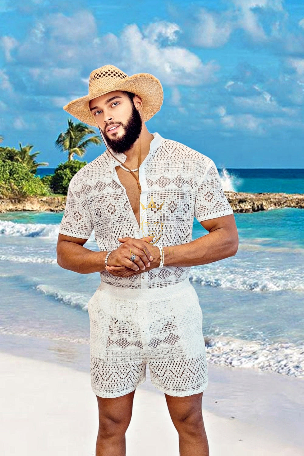 Summer Luxurious Men's White Shirt and Shorts Set - Elevate Your Summer Style - Perfect for Any Occasion - kayibstrore