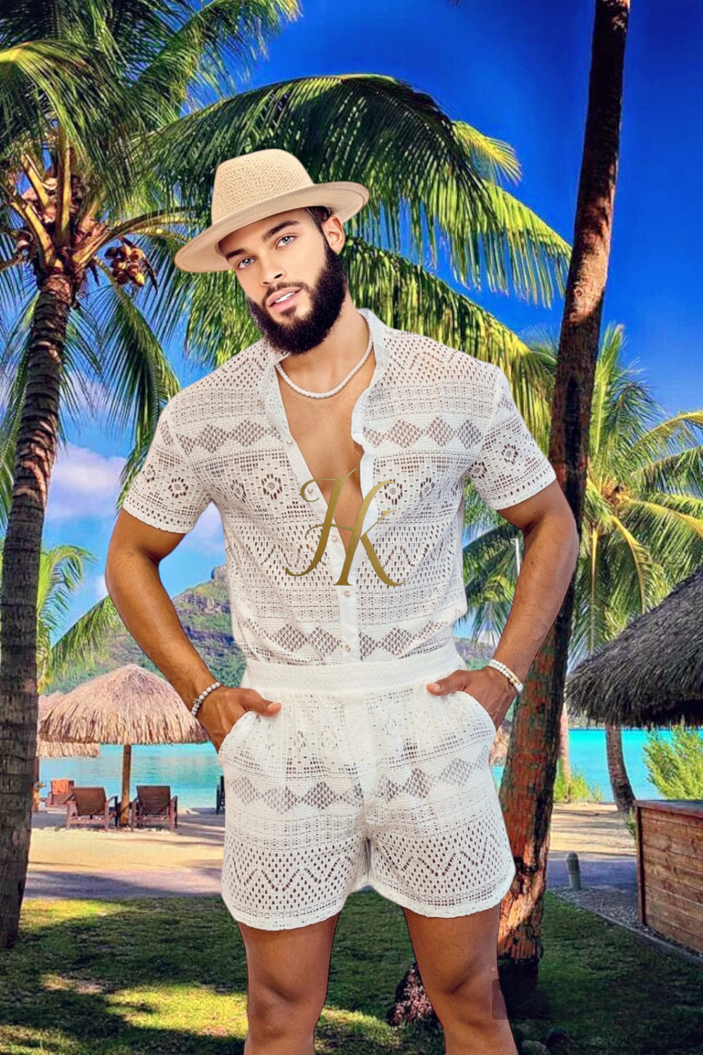 Summer Luxurious Men's White Shirt and Shorts Set - Elevate Your Summer Style - Perfect for Any Occasion - kayibstrore