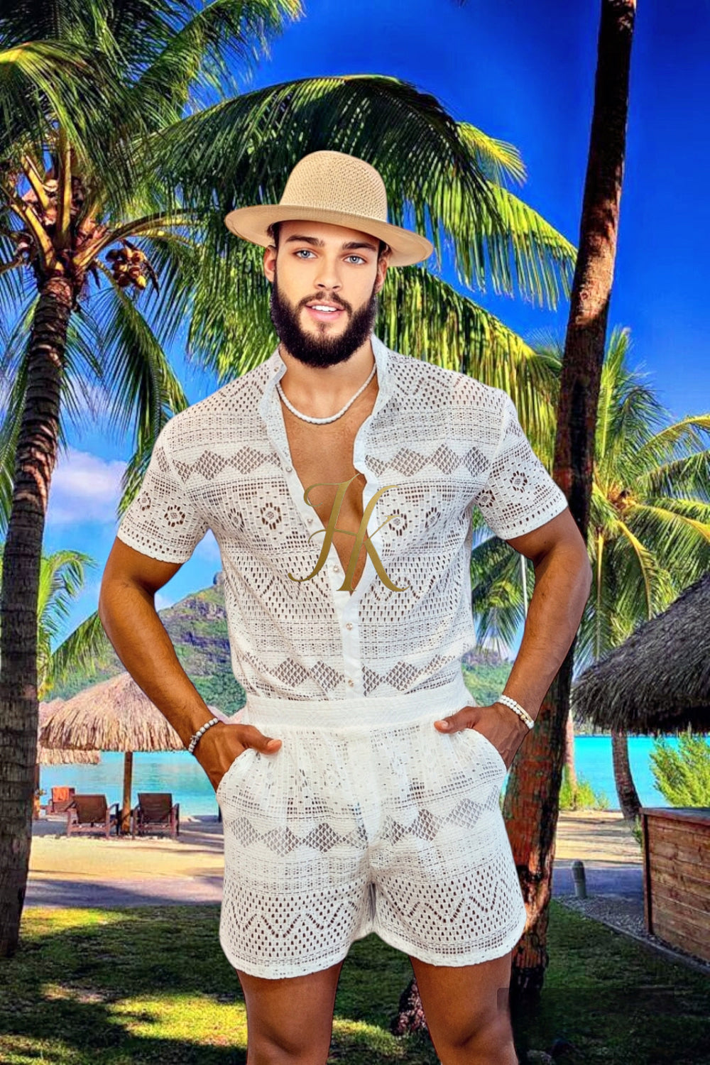 Summer Luxurious Men's White Shirt and Shorts Set - Elevate Your Summer Style - Perfect for Any Occasion - kayibstrore