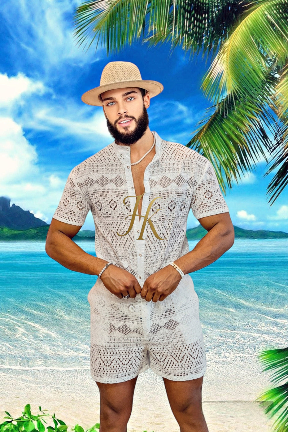 Summer Luxurious Men's White Shirt and Shorts Set - Elevate Your Summer Style - Perfect for Any Occasion - kayibstrore