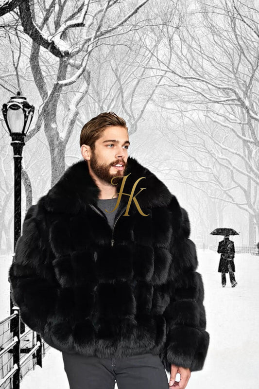 Luxury Black Fox Fur Parka for Men: Embrace Winter in Style - kayibstrore