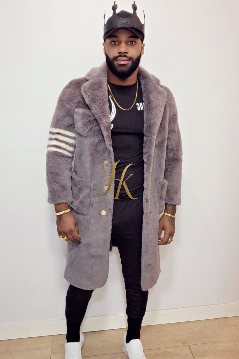 Luxury Wool Fur Designer Cardigan Coat for Men - kayibstrore