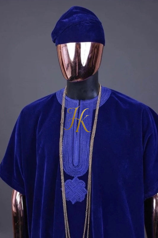 Dashiki Inspired Men's Velvet Kaftan Set | African Wedding Wear & Ethnic Clothing - kayibstrore