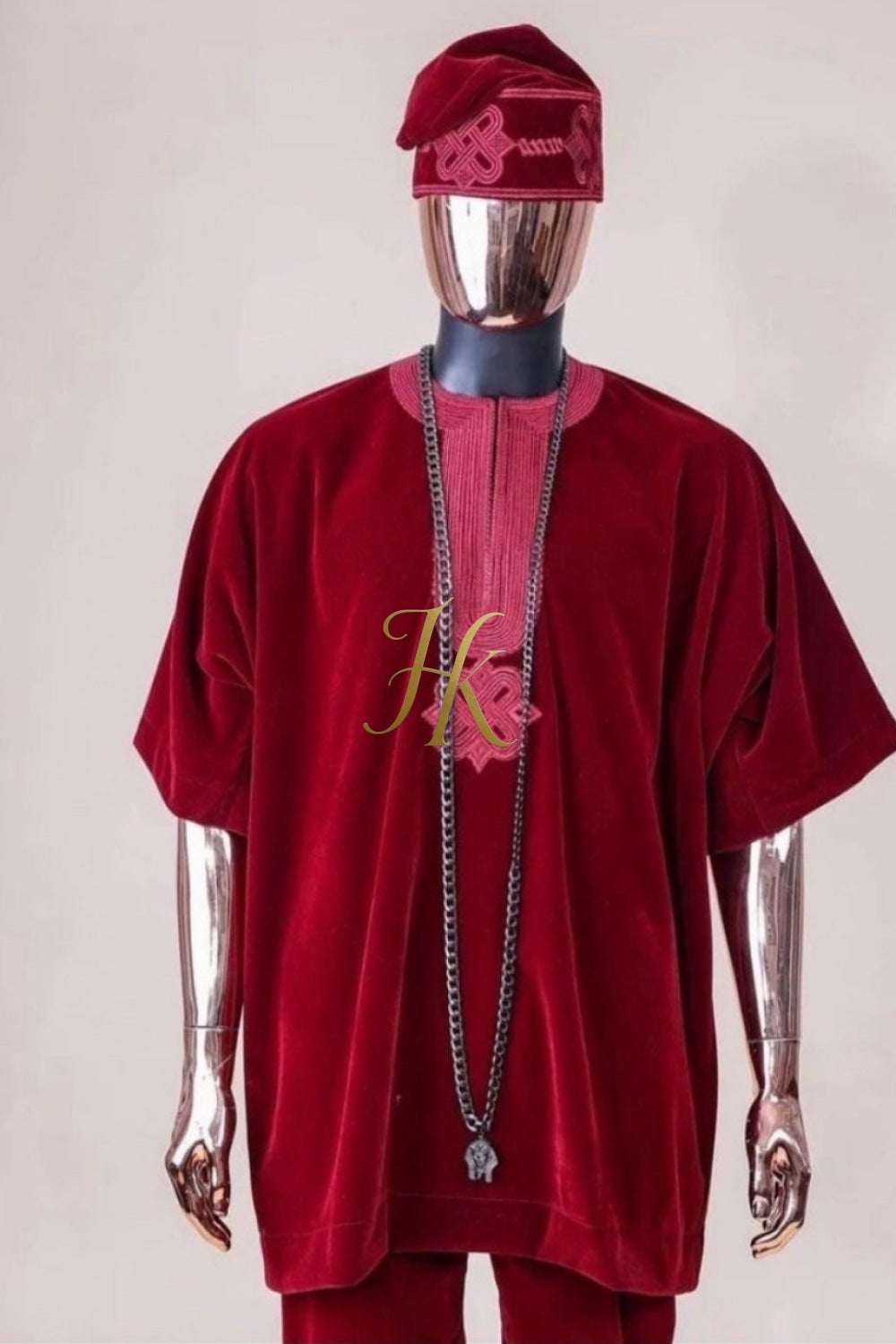 Regal Men's Dashiki Velvet Set | African Kaftan Shirt & Pants Ensemble - kayibstrore