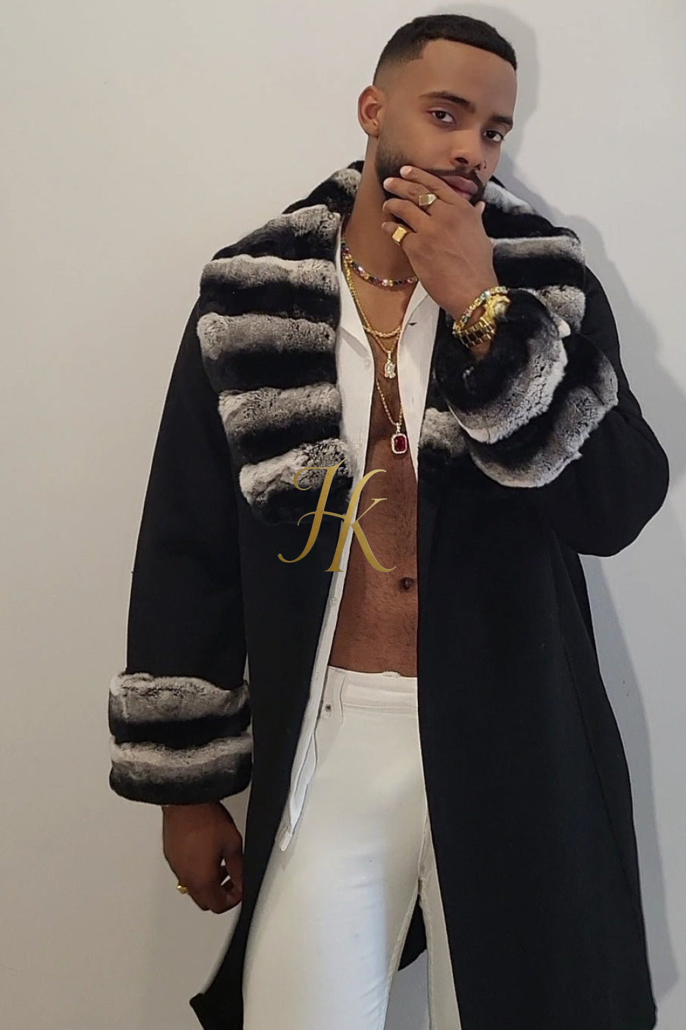 Luxury Handmade Premium Cashmere & 100% wool Real Fur Coats: Men's & Women's cashmere Jackets with Rex Rabbit Fur Collar |  100% Cashmere Winter Elegance" - kayibstrore