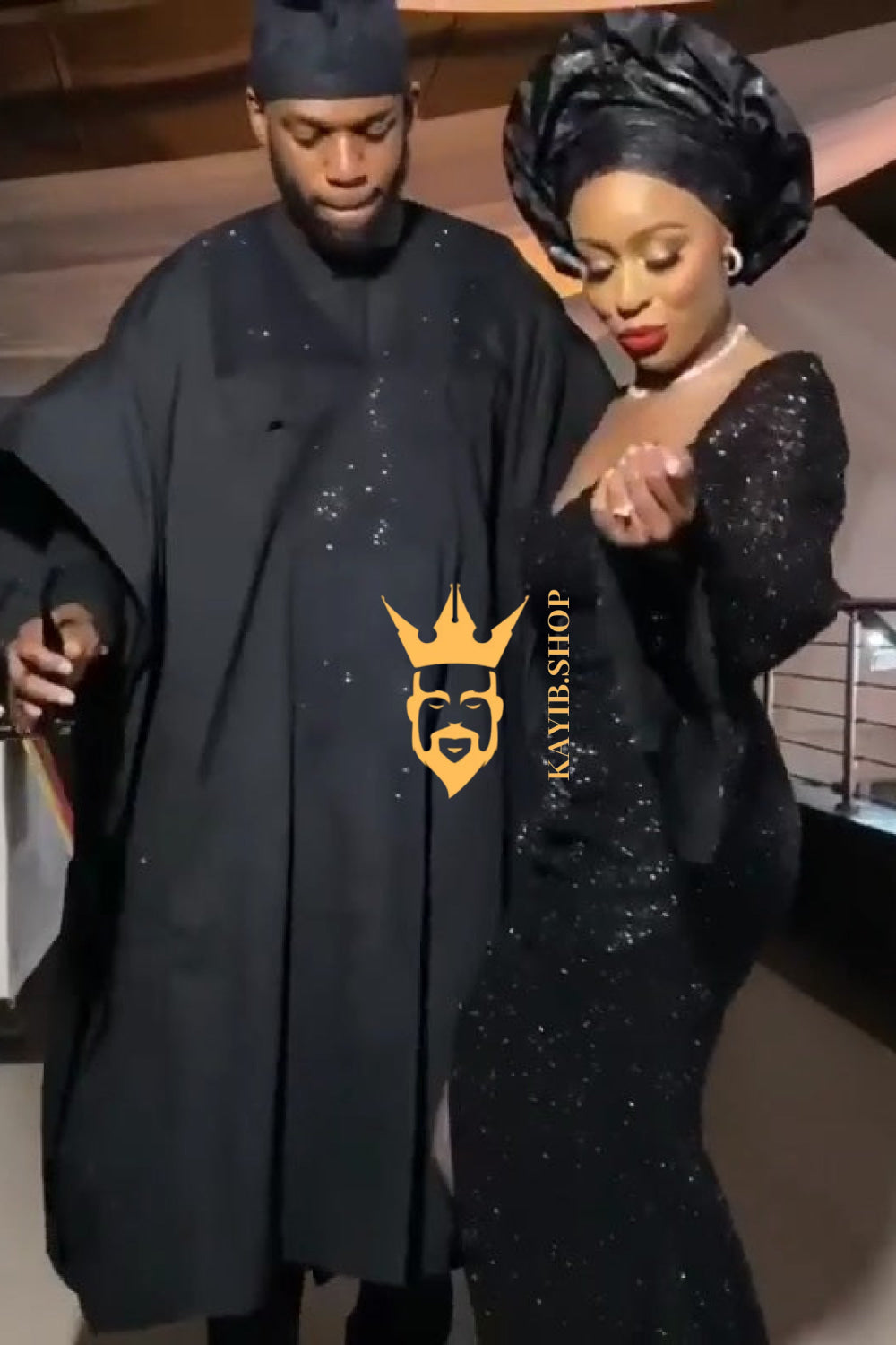 Yoruba Majesty: 3-Piece Men's African Dress Set in Regal Black - kayibstrore