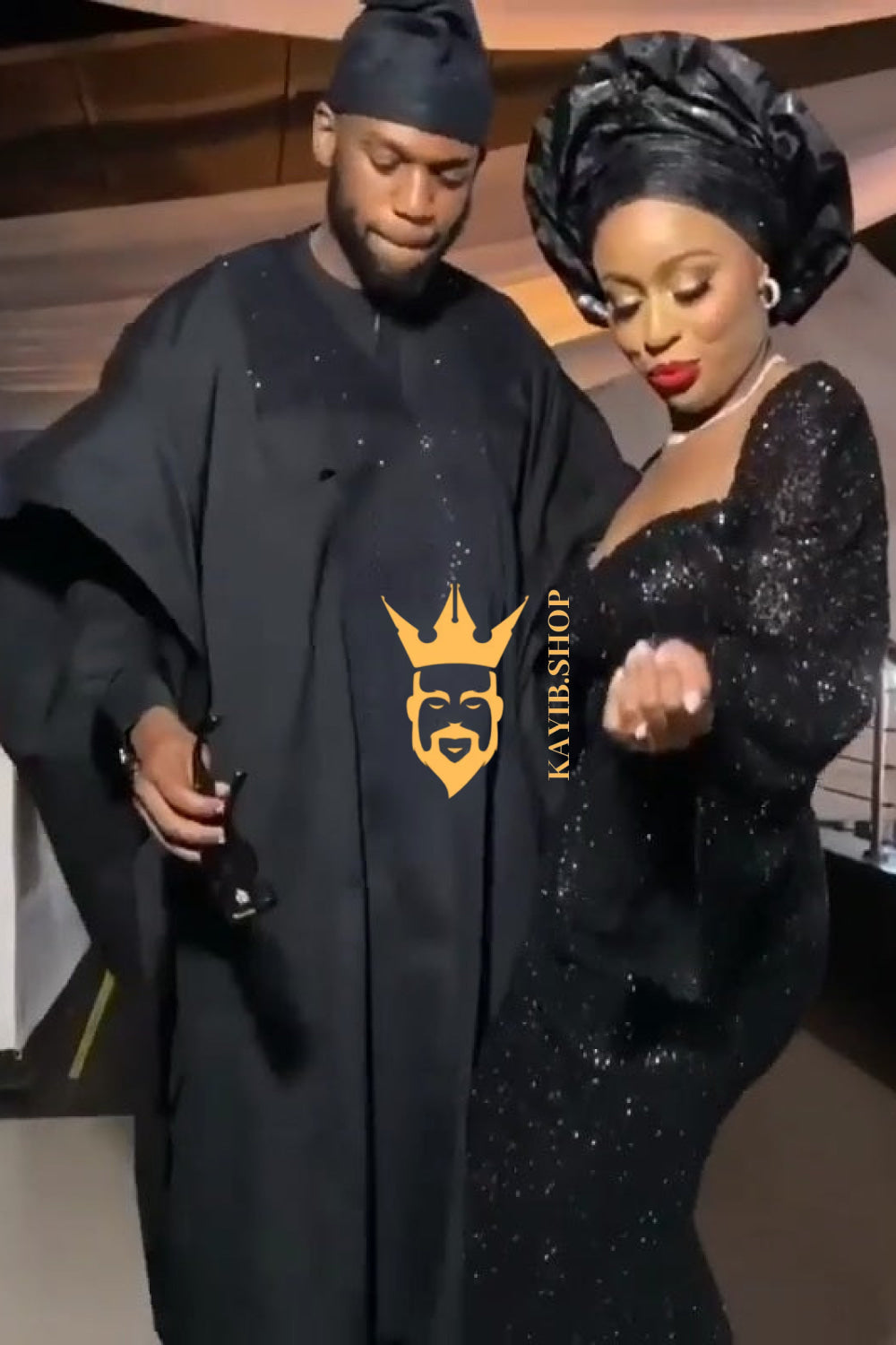Yoruba Majesty: 3-Piece Men's African Dress Set in Regal Black - kayibstrore