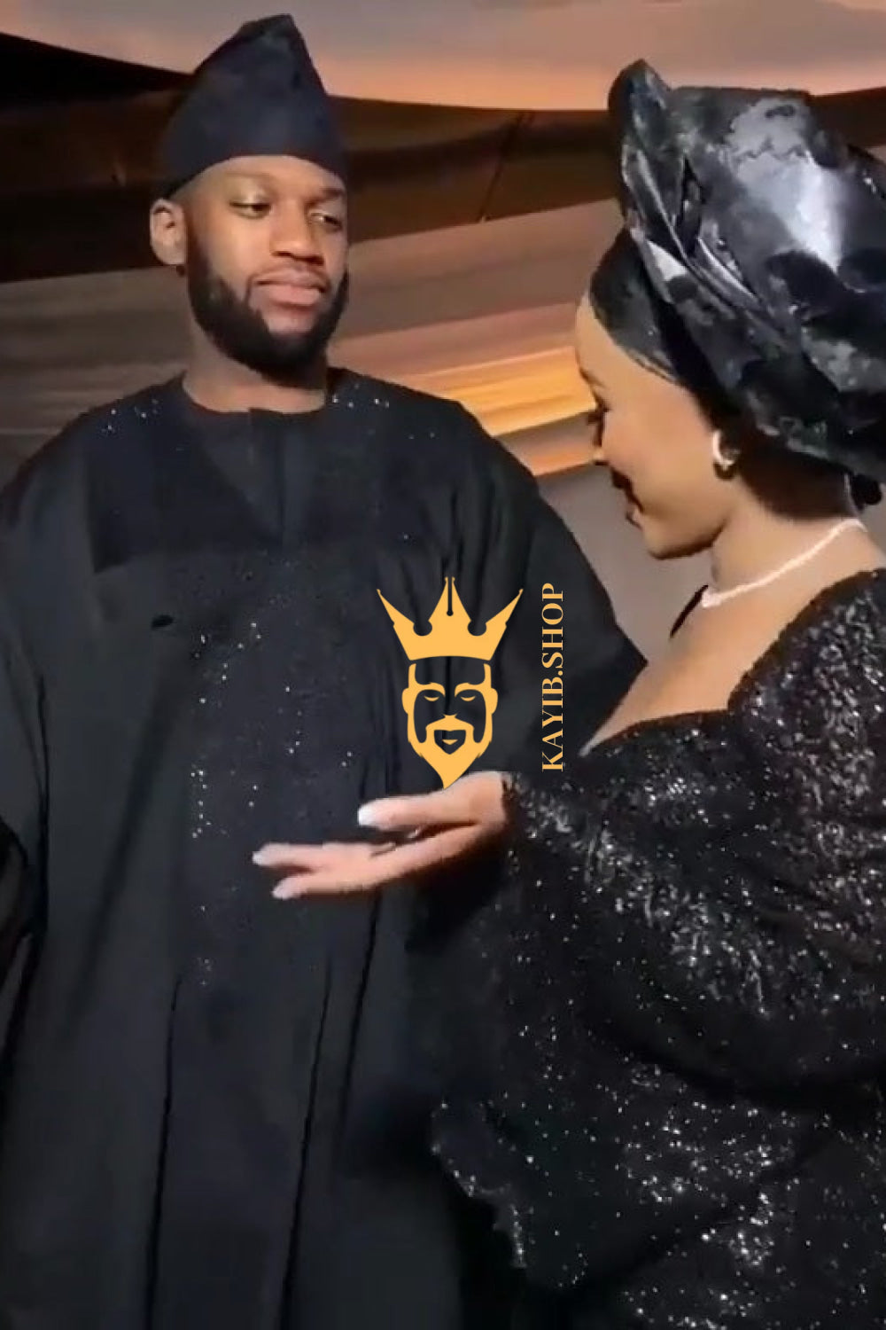 Yoruba Majesty: 3-Piece Men's African Dress Set in Regal Black - kayibstrore