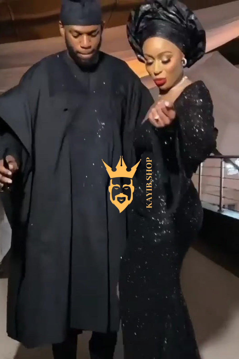 Yoruba Majesty: 3-Piece Men's African Dress Set in Regal Black - kayibstrore