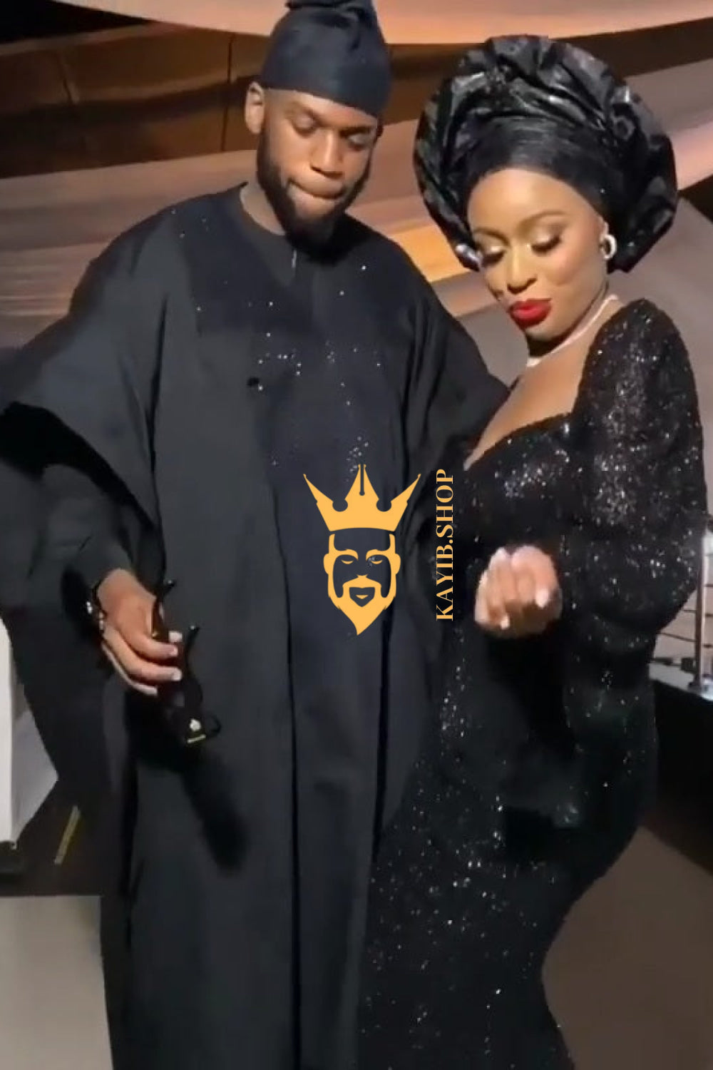 Yoruba Majesty: 3-Piece Men's African Dress Set in Regal Black - kayibstrore