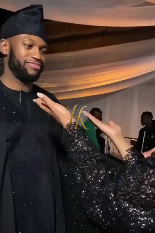 Yoruba Majesty: 3-Piece Men's African Dress Set in Regal Black - kayibstrore