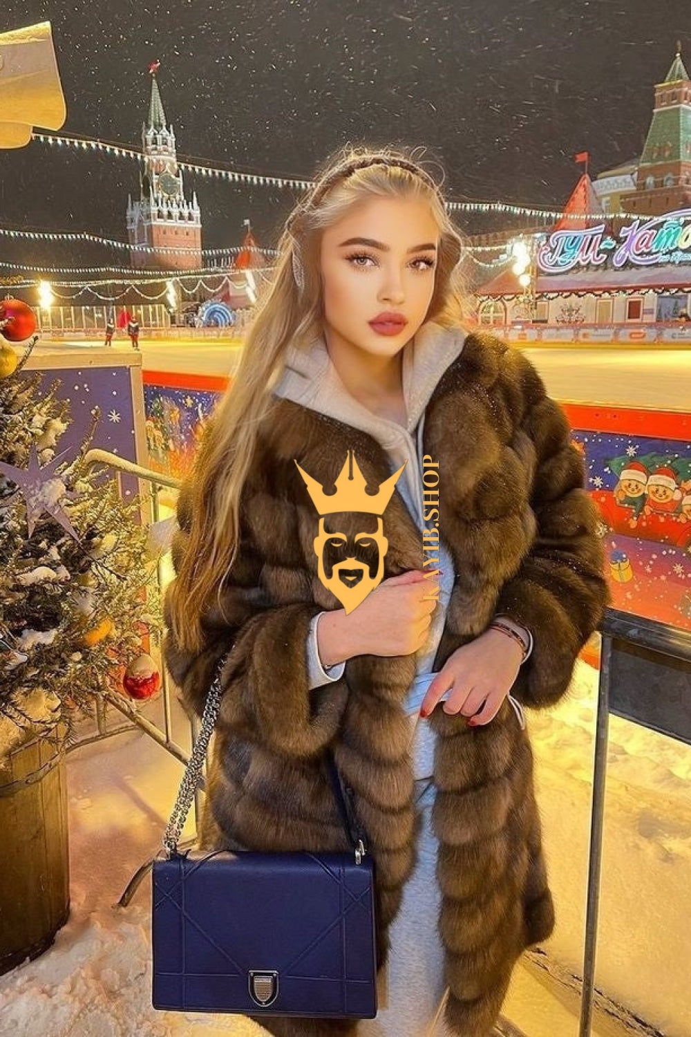 Winter coat- Luxury Tiger-Striped Raccoon Fur Short Coat - Stay Stylish and Warm with Oversized Sleeves - kayibstrore