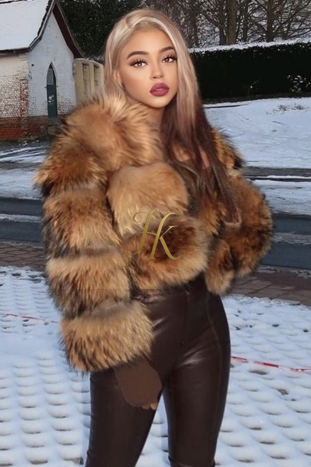 Ladies Designer Winter Coat - Stay Warm and Luxurious in Soft Fox Fur - kayibstrore