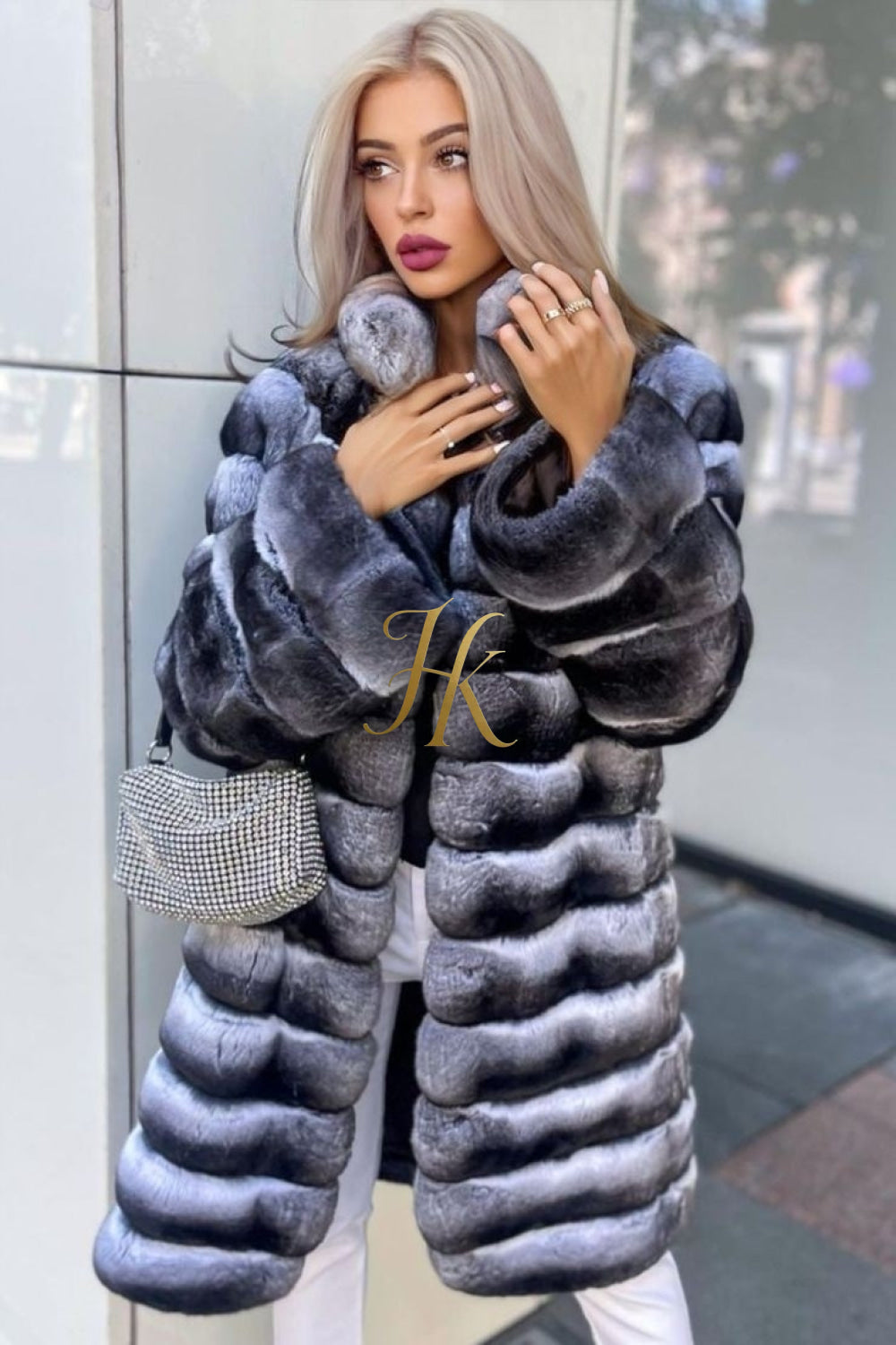 Multicolor women's Genuine Chinchilla Outwear with Real Rex Rabbit Fur | Stylish Shawl Collar Coat - kayibstrore