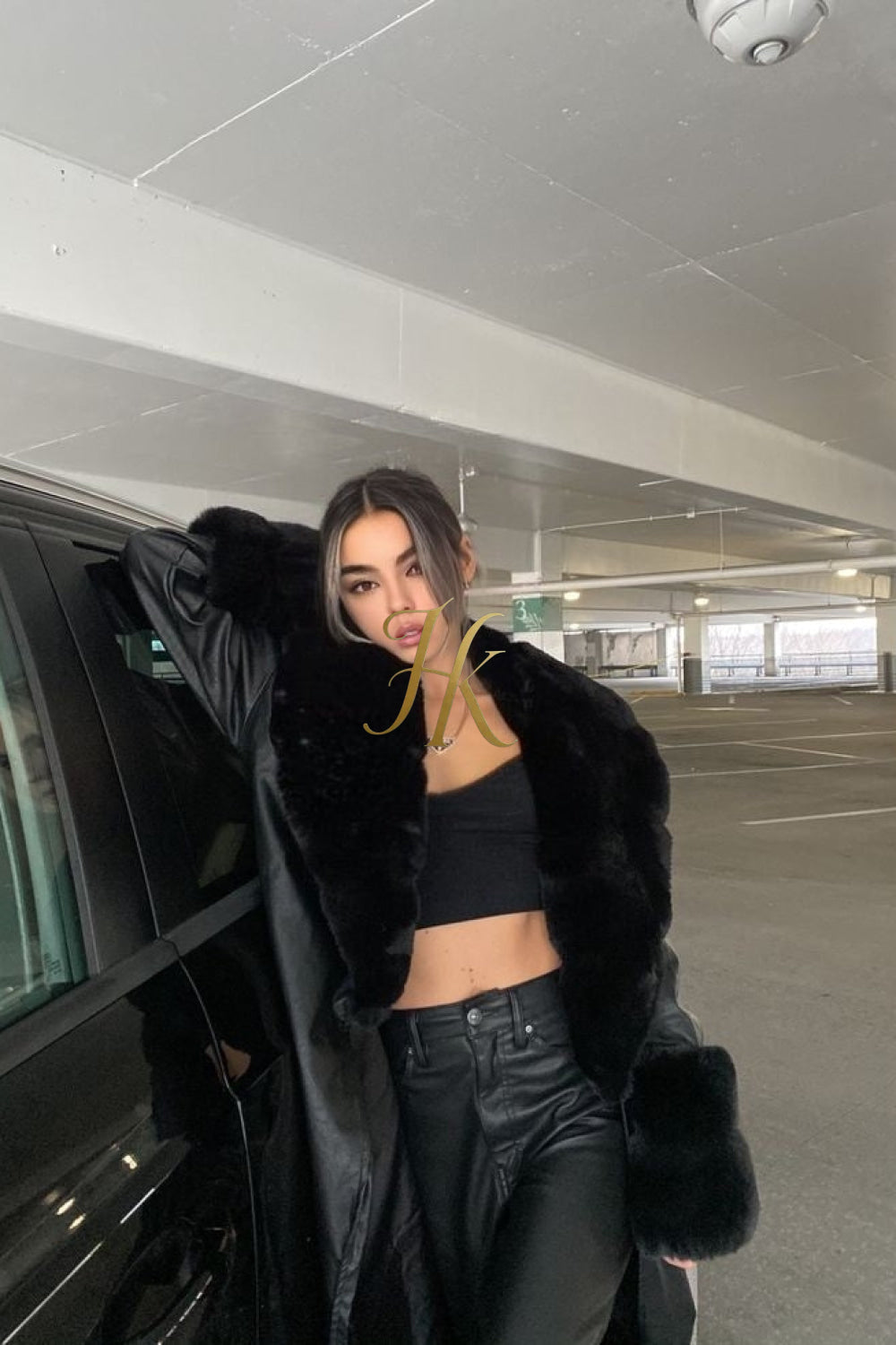 Women's Faux Leather Long Coat Jacket with Faux Fur Collar - Luxurious Elegance for Every Occasion - kayibstrore