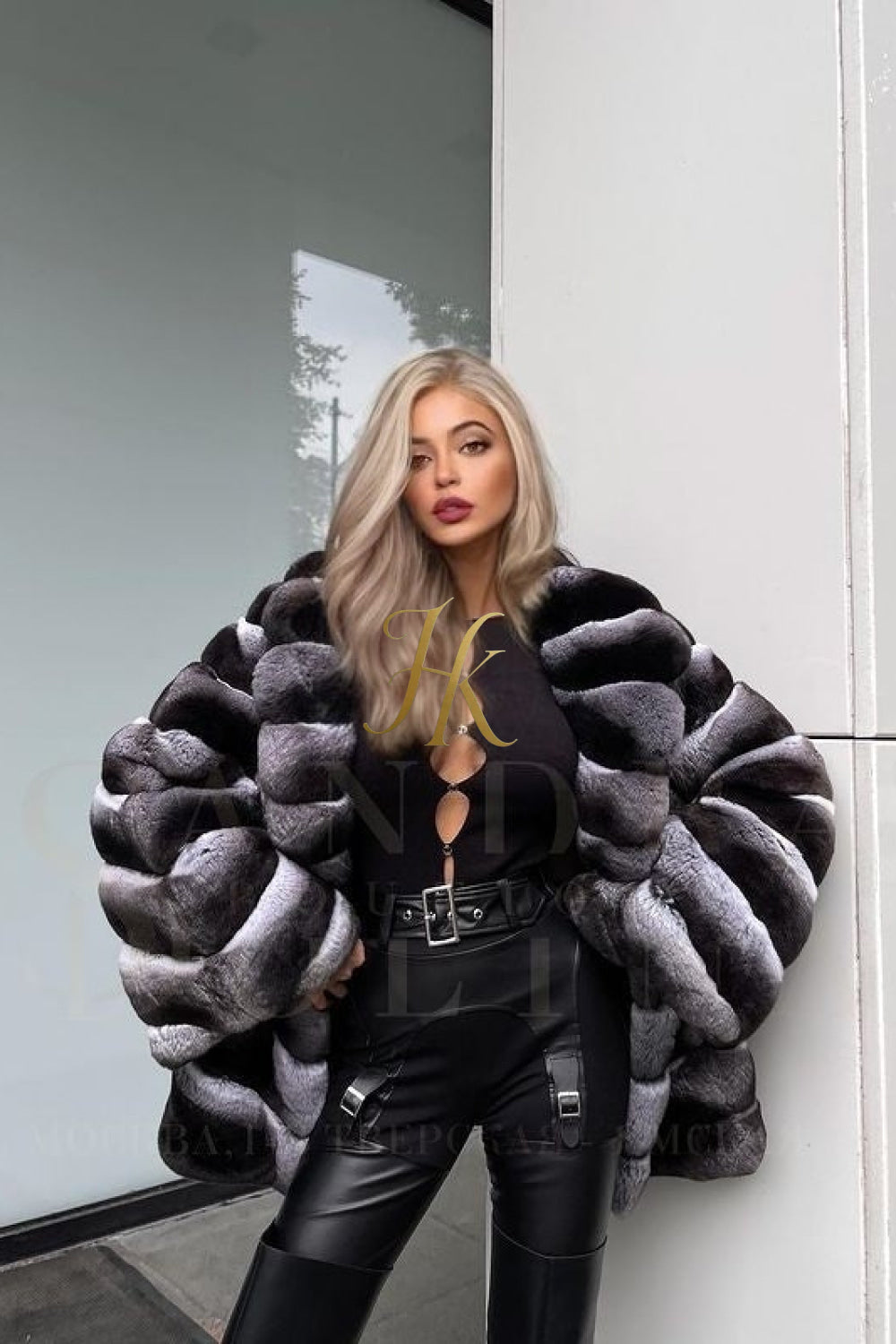 Multicolor women's Genuine Chinchilla Outwear with Real Rex Rabbit Fur | Stylish Shawl Collar Coat - kayibstrore