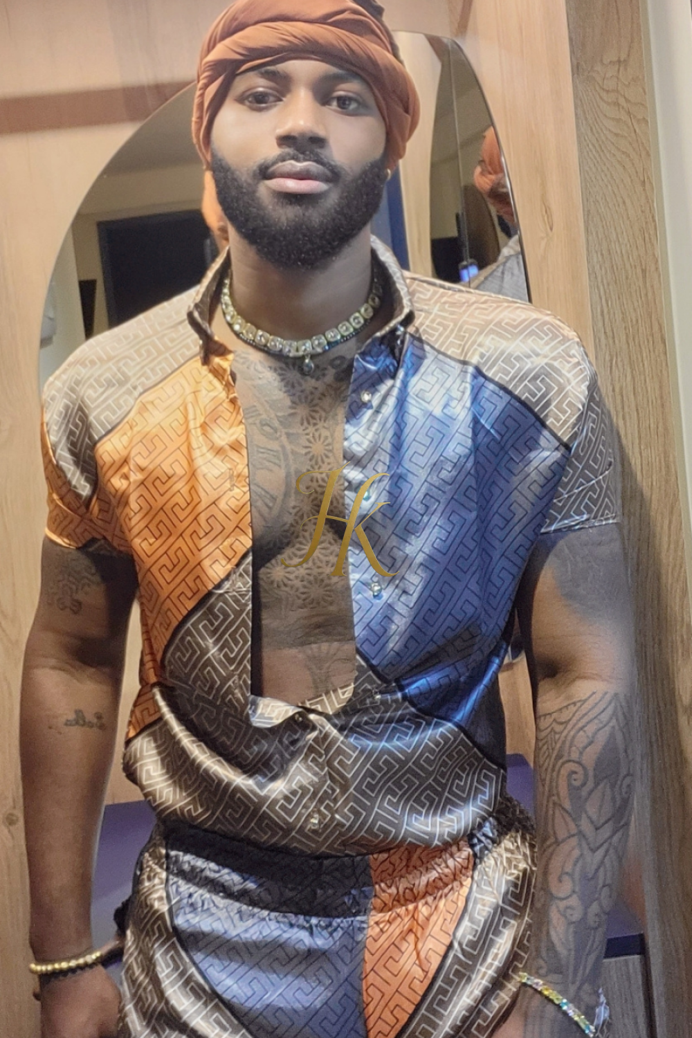 Men's Silk Set - Elevate Your Style with Le Barroco Print - Perfect for Couples and Special Occasions - kayibstrore