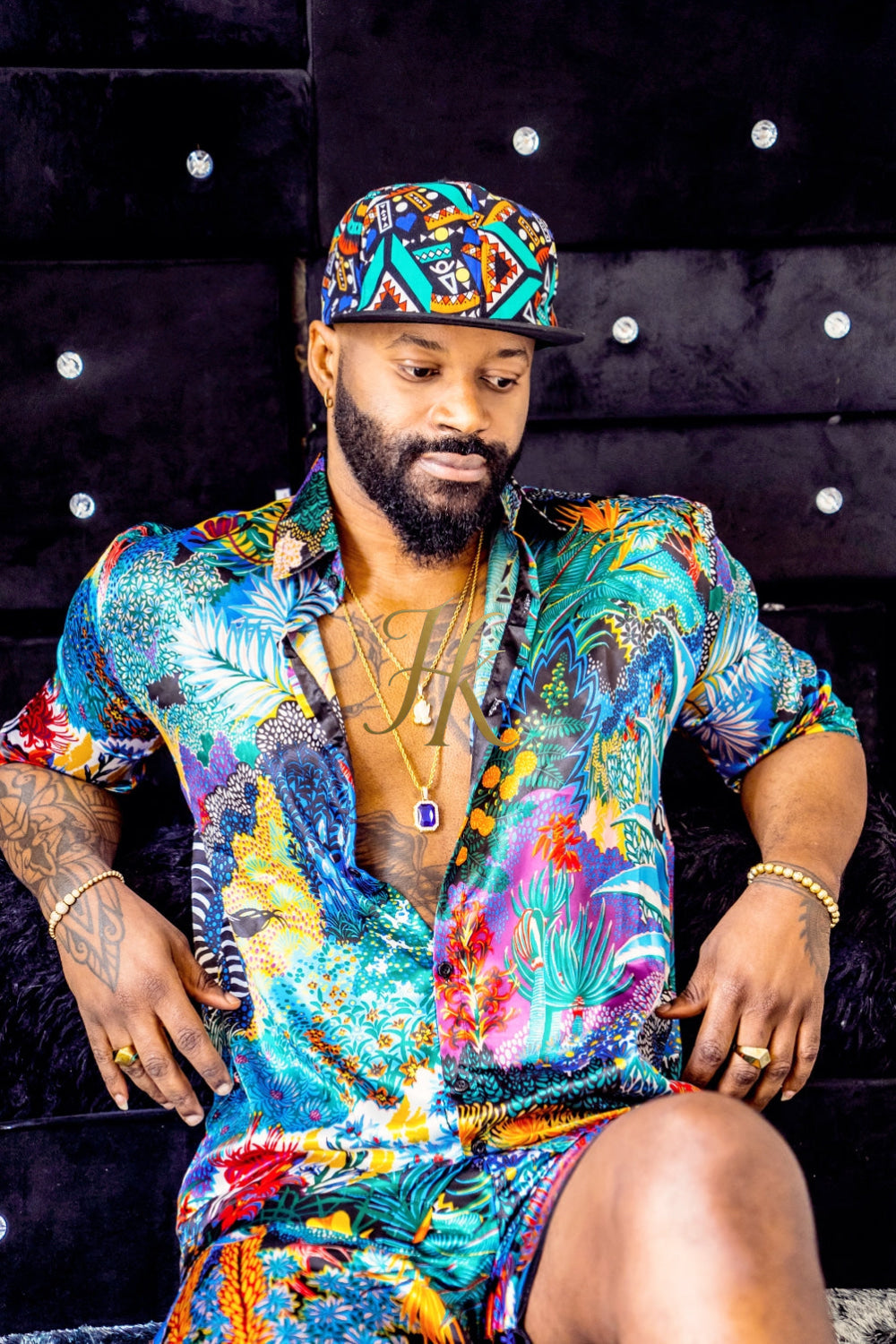 Mens Blue Luxury Silk Set 2 Pcs