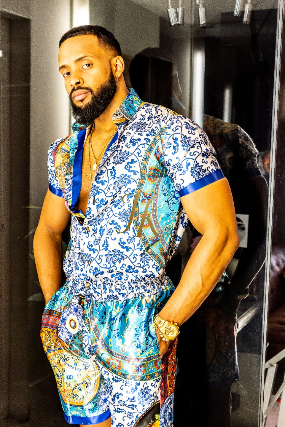 Mens Satin Silk Set 2Pcs