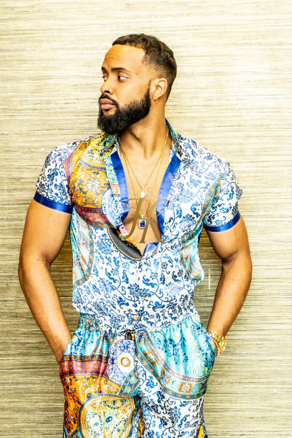 Mens Satin Silk Set 2Pcs
