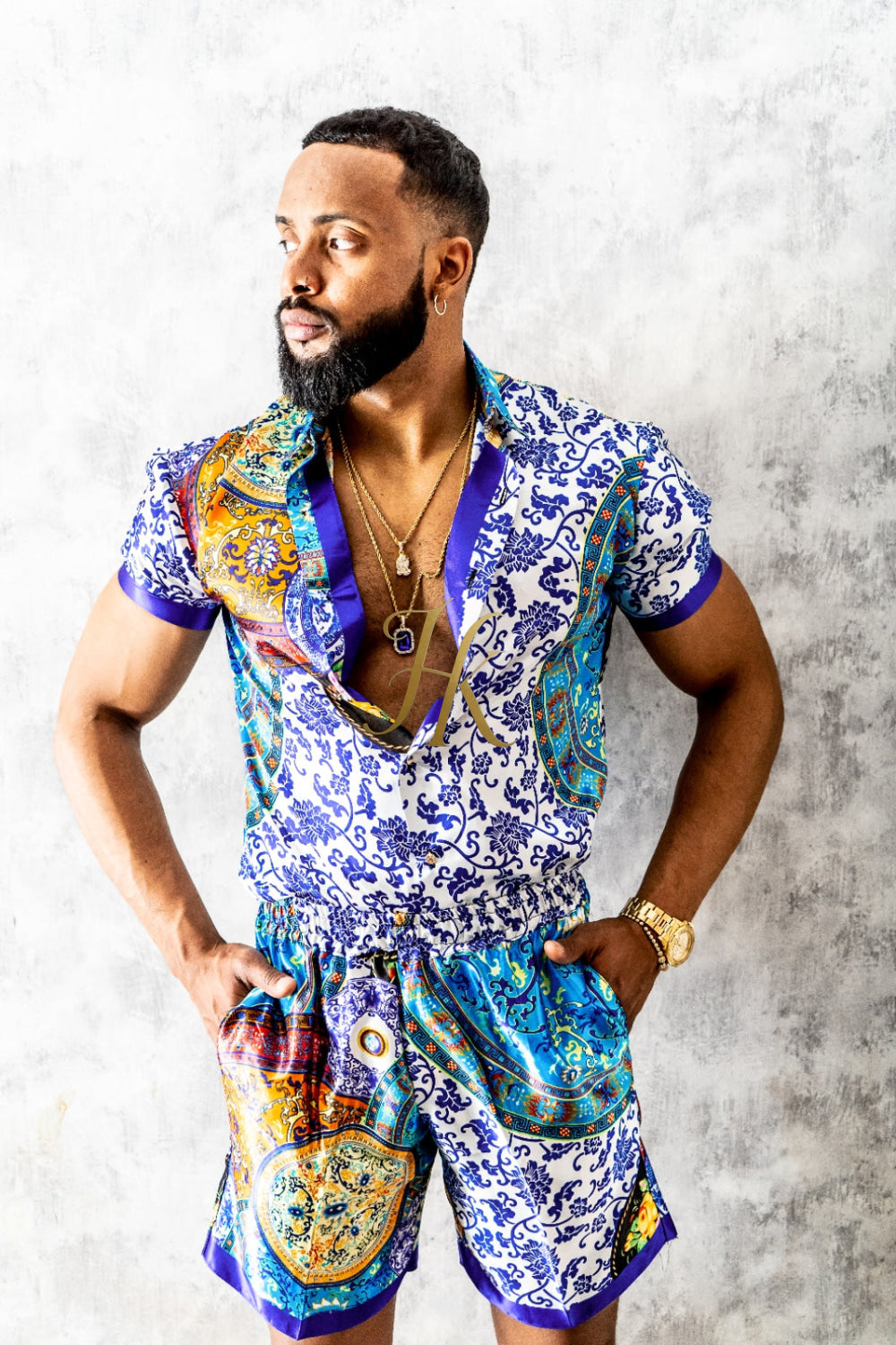 Mens Satin Silk Set 2Pcs