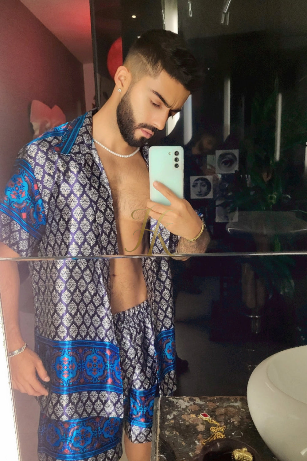 Mens Satin Silk Set 2Pcs